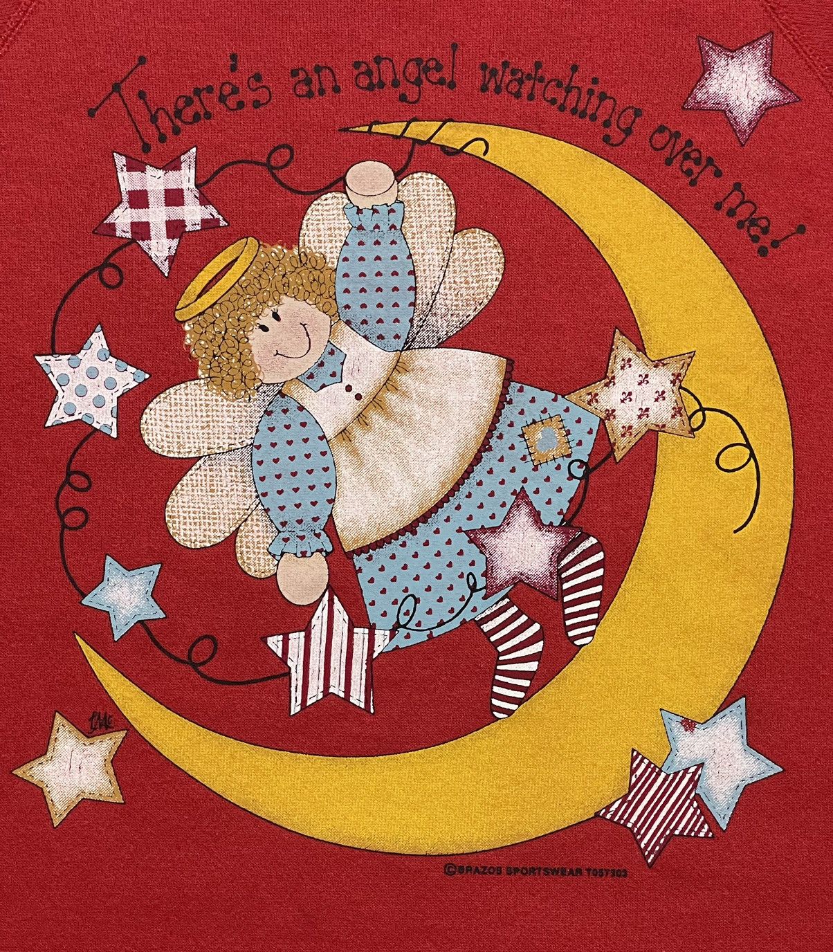 Vintage 80s Vintage Quote Jumper “there an angel watching over me” Size US L / EU 52-54 / 3 - 8 Thumbnail