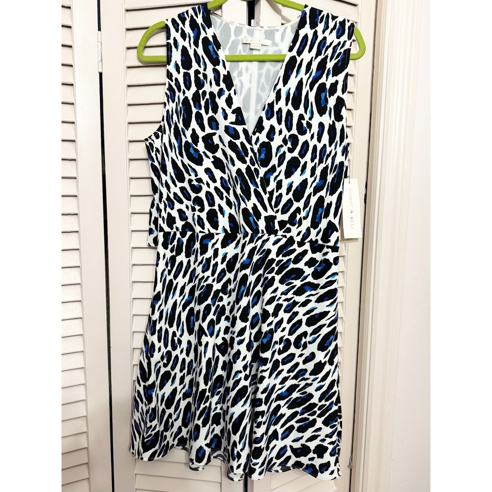 Other NWT Cooper & Ella Blue Leopard Cheetah Animal Print Dress L Size L / US 10 / IT 46 - 3 Thumbnail