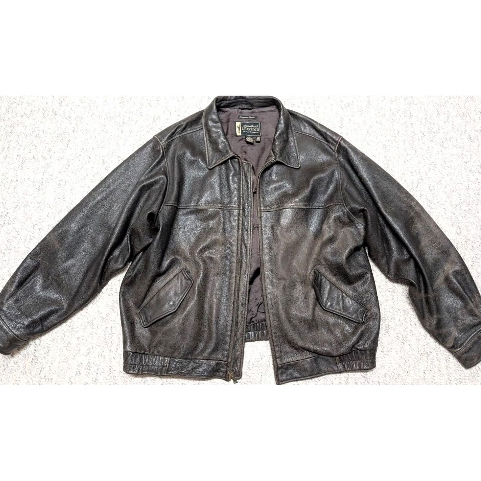 Eddie Bauer VINTAGE Eddie Bauer leather BOMBER jacket 3XLT Mens brown Patina Journeyman 56-58 3XL Tall Size US XXL / EU 58 / 5 - 3 Thumbnail