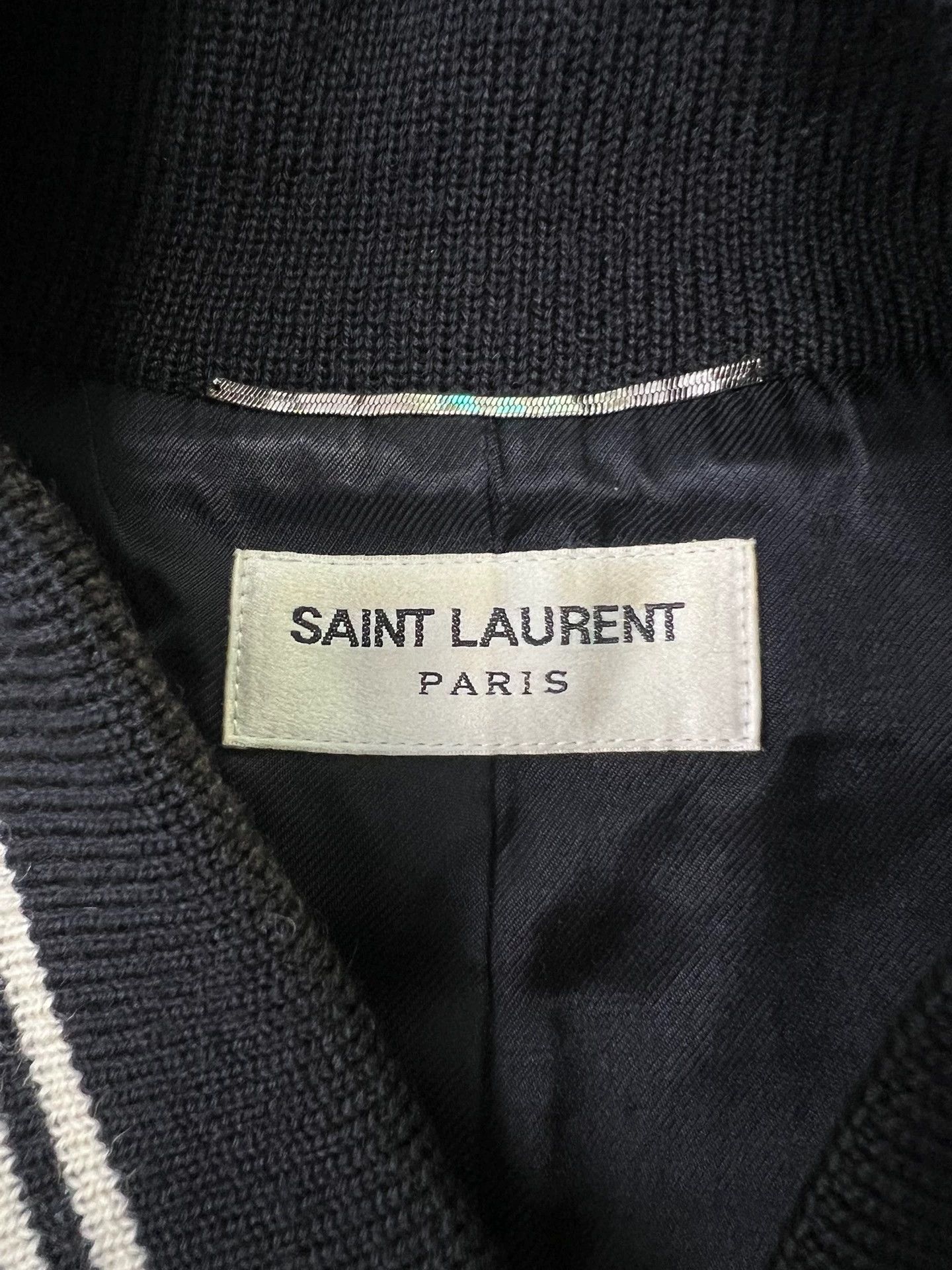 Saint Laurent Paris SLP 13fw OG Black White Runway Baseball Jacket 54 HediOG Size US L / EU 52-54 / 3 - 6 Thumbnail