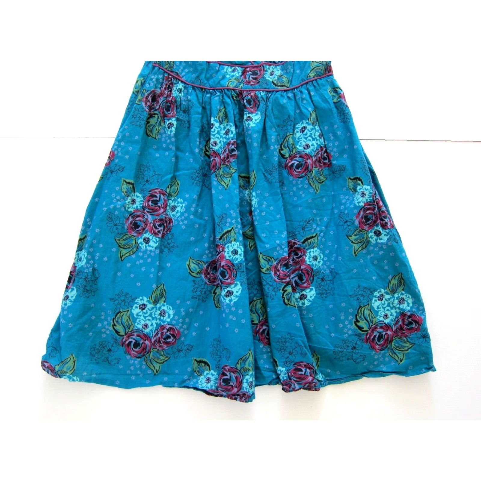 Vintage Susina 100% Cotton Floral V-Neck Tank Dress Blue Medium Women Slip Sun Dress Pattern: Floral Size M / US 6-8 / IT 42-44 - 8 Thumbnail
