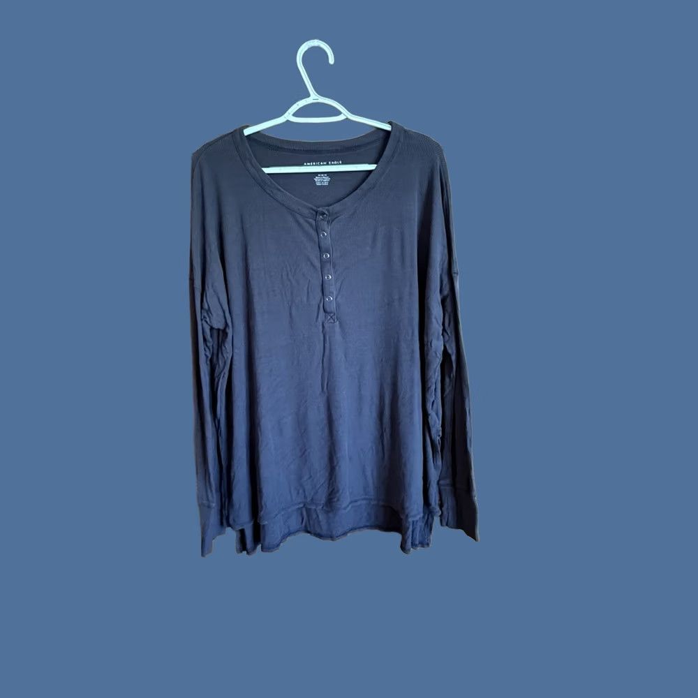 American Eagle Outfitters American Eagle Women Medium Gray Soft Sexy Ribbed Shirt Oversized Lagenlook Size M / US 6-8 / IT 42-44 - 1 Thumbnail