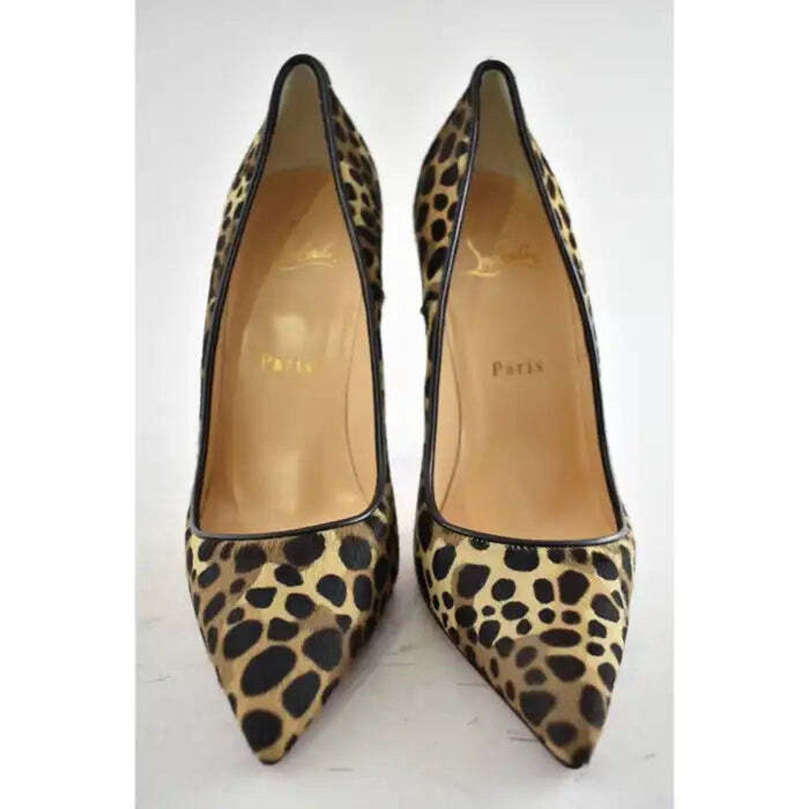 Christian Louboutin So Kate 120 Pony Fur Leopard Black Brown Heel Pump 37.5 Size US 7.5 / IT 37.5 - 5 Thumbnail