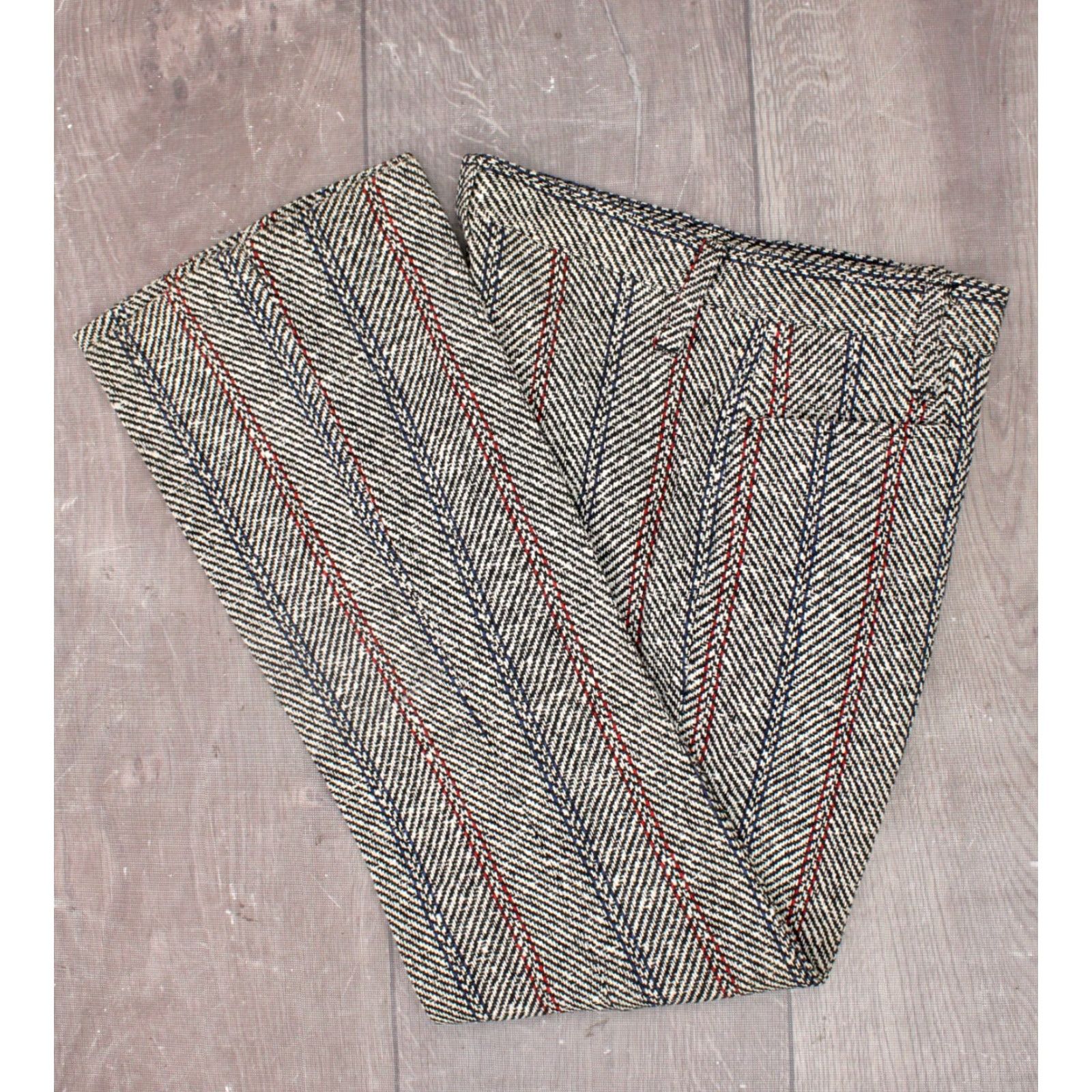 Vintage VTG 60s Boy's Vest Outfit Tweed Tunic Pants Set Black White Red Size 18 1960s Classic Vintage Boys Clothing Size 48R - 6 Thumbnail