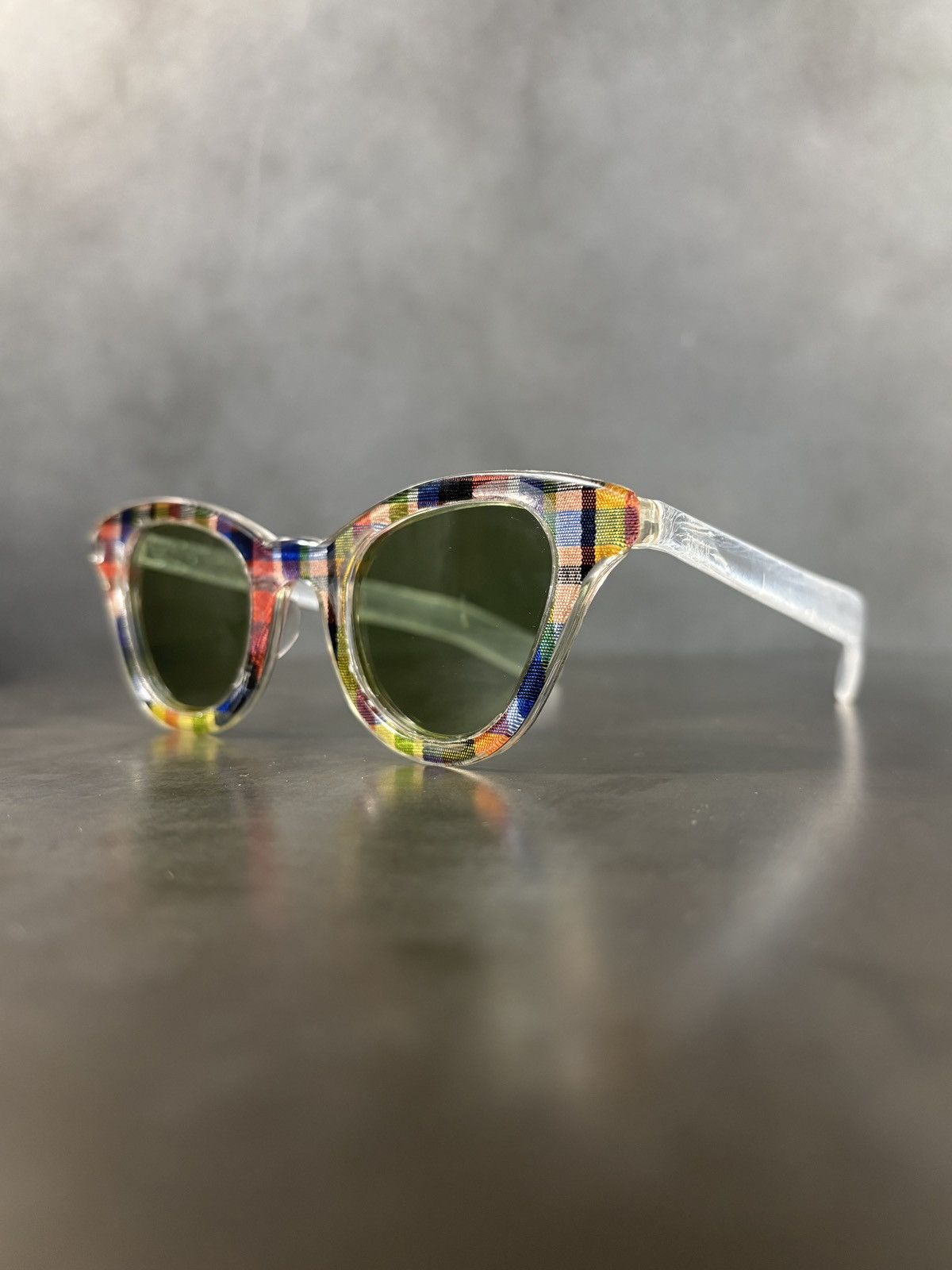Vintage True Vintage Plaid Sunglasses 1940s 1950s Made in USA AO Size ONE SIZE - 1 Thumbnail