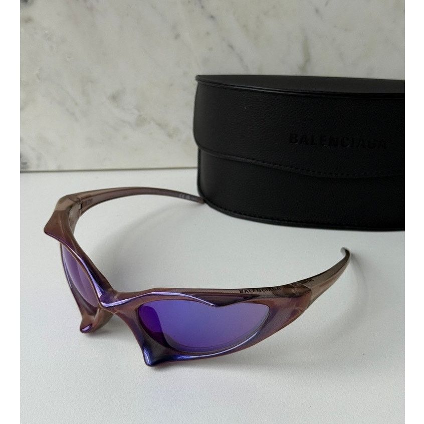 Balenciaga NEW Balenciaga BB0352S Mask Sunglasses in Violet Mirror Size ONE SIZE - 1 Thumbnail