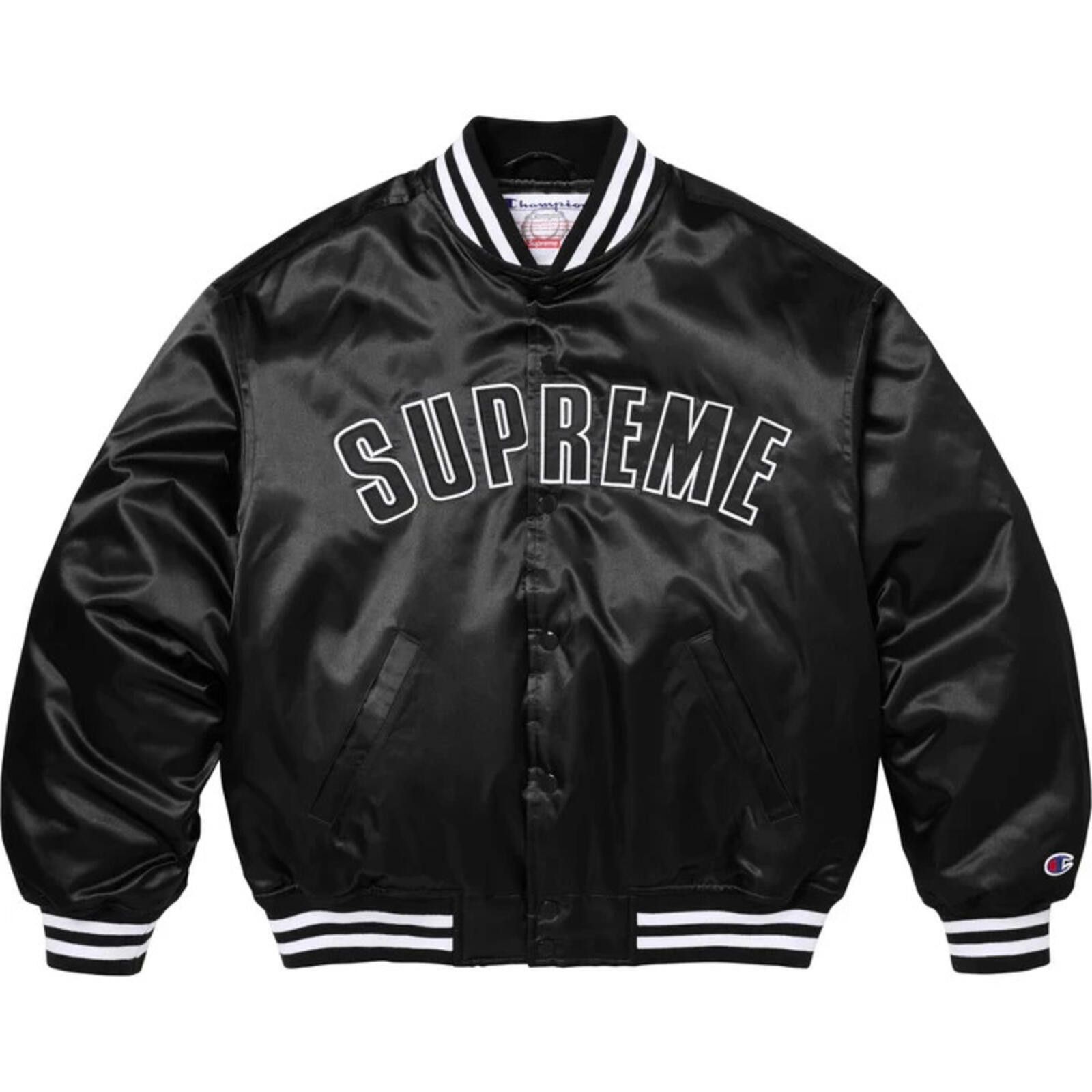 Supreme SS26 Supreme Champion Satin Varsity Jacket Black XXL Size US XXL / EU 58 / 5 - 1 Thumbnail
