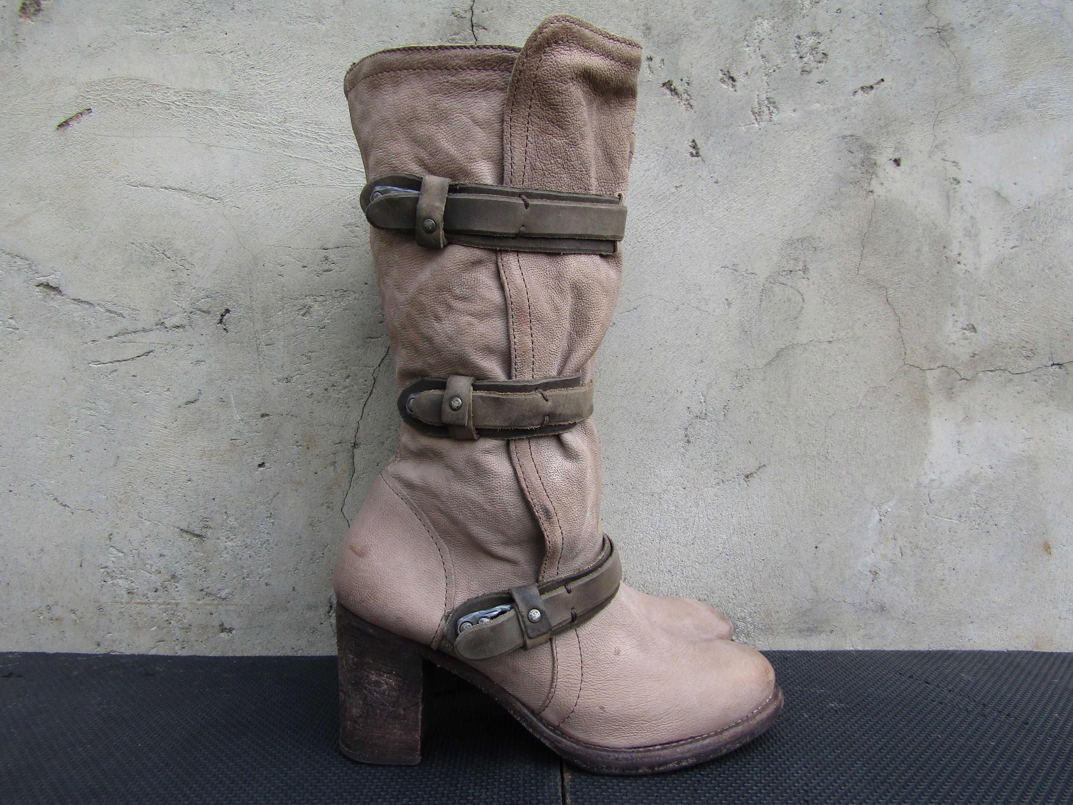 A.S.98 A.S.98 Airstep Zip Buckle High Tall Leather Heel Block Size US 10 / IT 40 - 4 Thumbnail