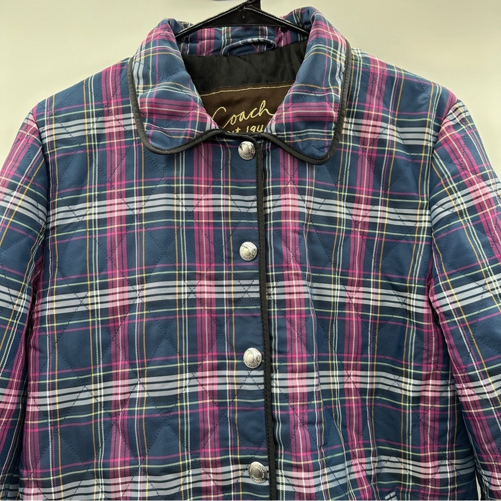 Coach Coach Quilted Plaid Print Long Sleeve Snap Front Jacket Sz M Size M / US 6-8 / IT 42-44 - 2 Thumbnail