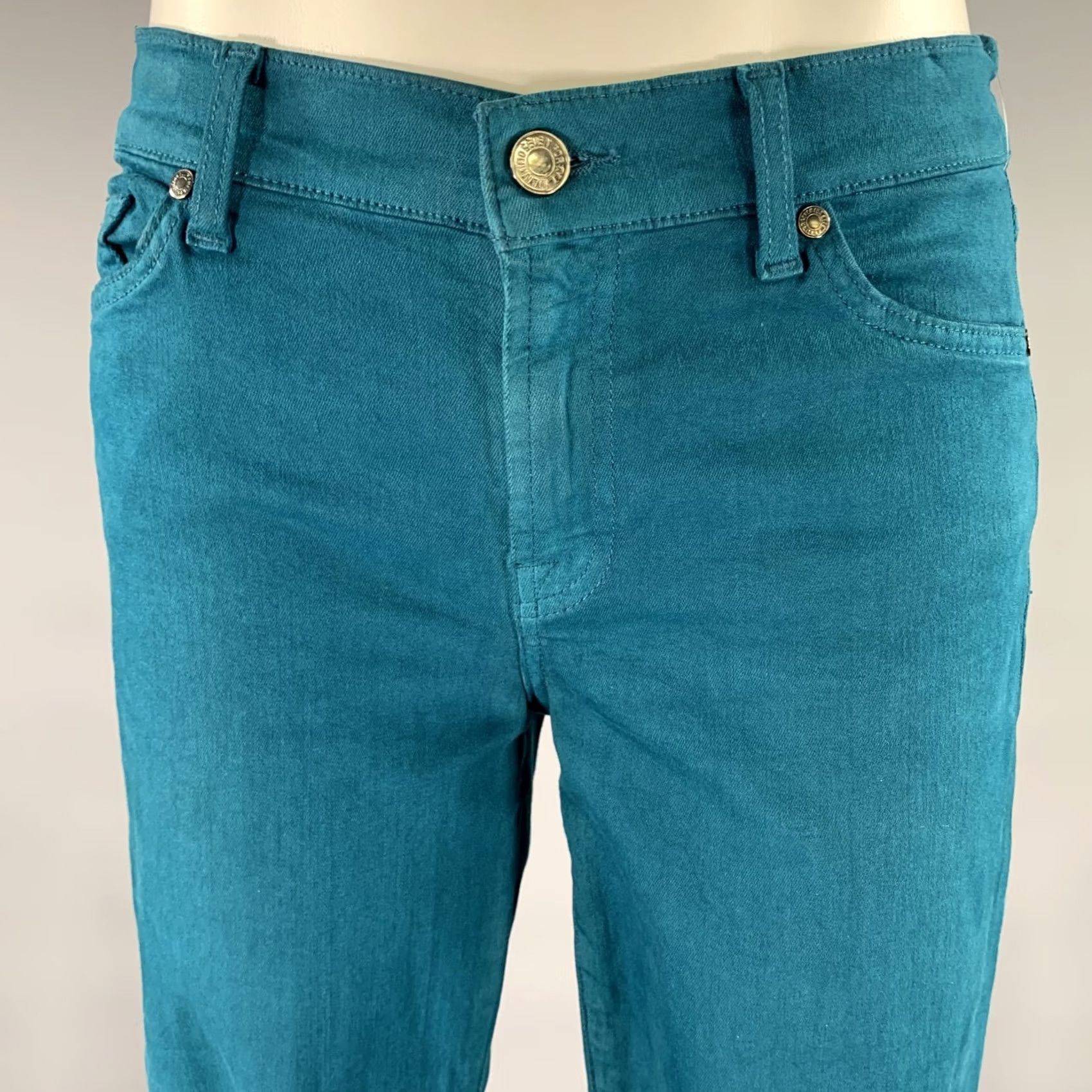 7 For All Mankind FOR ALL 7 MANKIND Slim Pants Cotton Denim Teal Size 30 Size 30" / US 8 / IT 44 - 2 Thumbnail