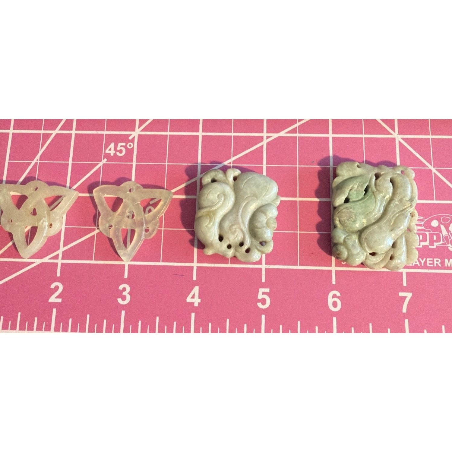Other 4 Jade Pendants Charms Celtic Knot Floral Plants 1.25" 1.5" Size ONE SIZE - 4 Thumbnail