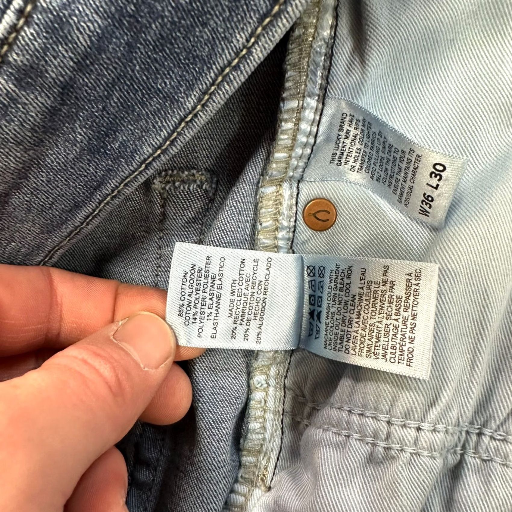 Lucky Brand Lucky Brand 223 Straight Jeans Men's 36x30 Blue Denim Stretch 5-Pocket Regular Waist Vintage No Size US 36 / EU 52 - 6 Thumbnail