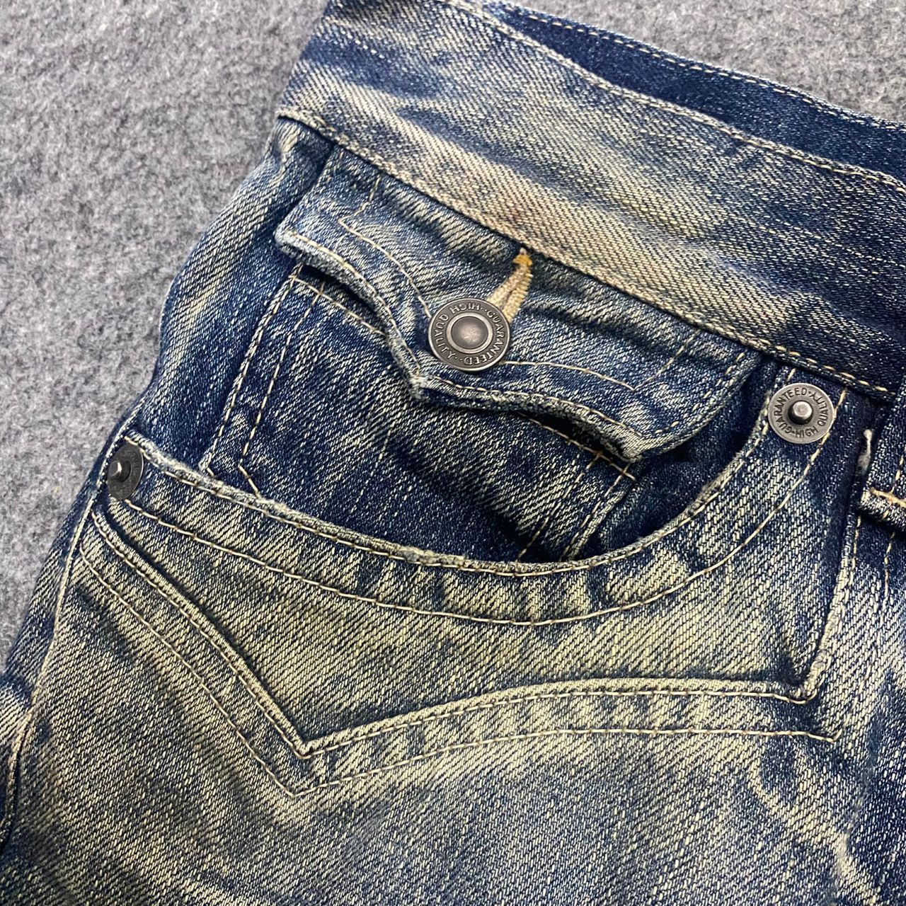 If Six Was Nine 💥Flare💥Vintage Rattle Trap Acid Wash Distressed Denim Size US 30 / EU 46 - 10 Thumbnail