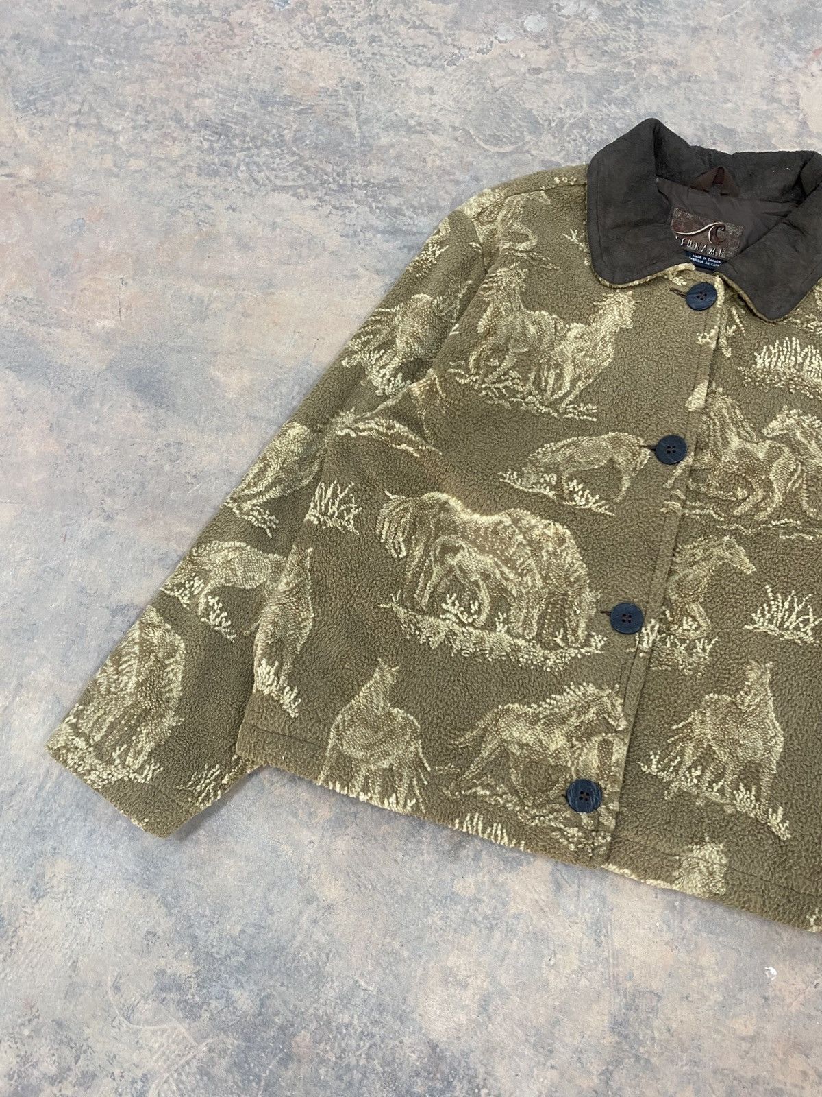 Acne Studios Inspired Tsunami Fleece Horses Boxy Crop Jacket