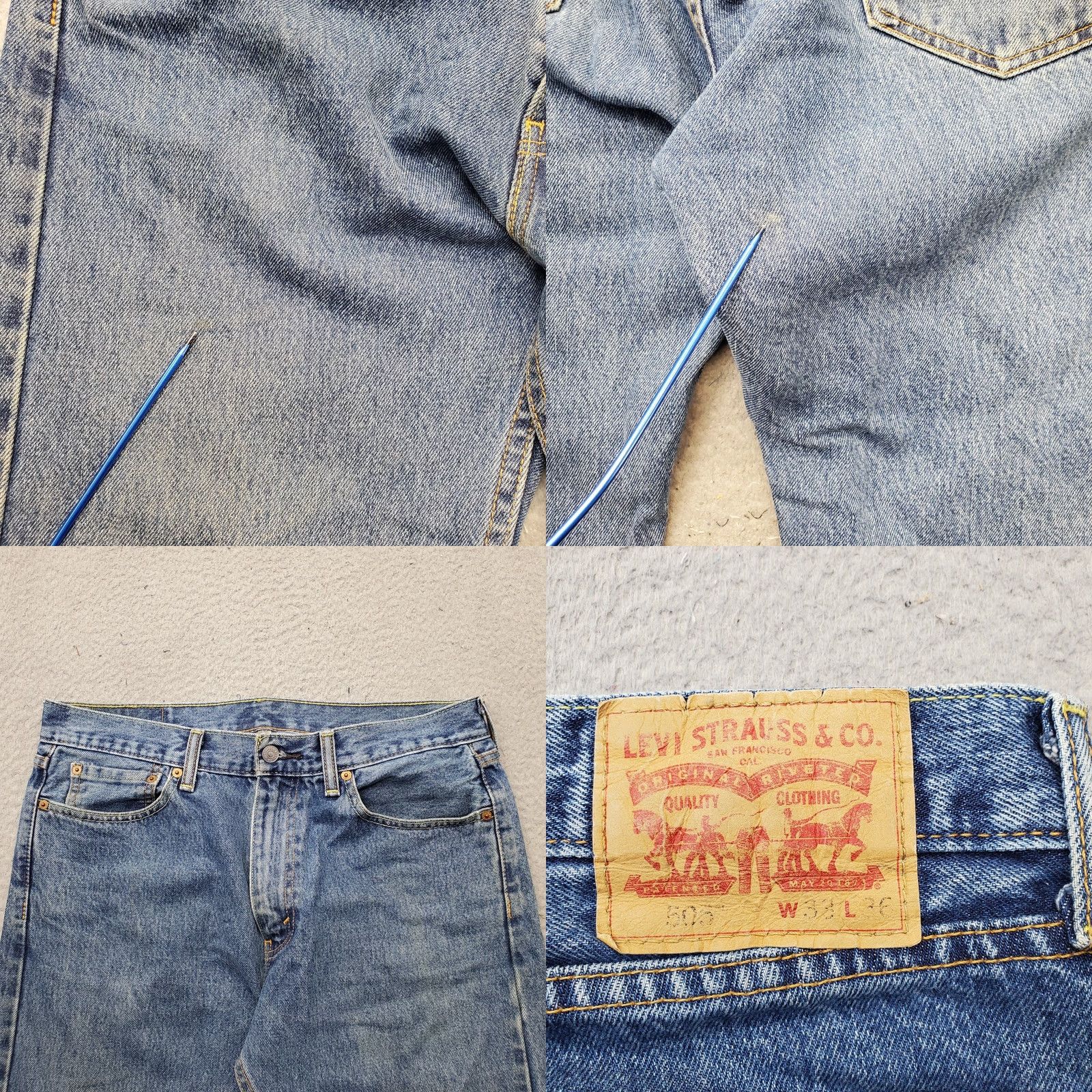 Levi's Levi's 505 Jeans Mens 33x36 Blue Denim 5-Pocket Streetwear Straight Leg Red Tab Shirt Mens Size 33 Blue Jeans Size US 33 - 8 Thumbnail