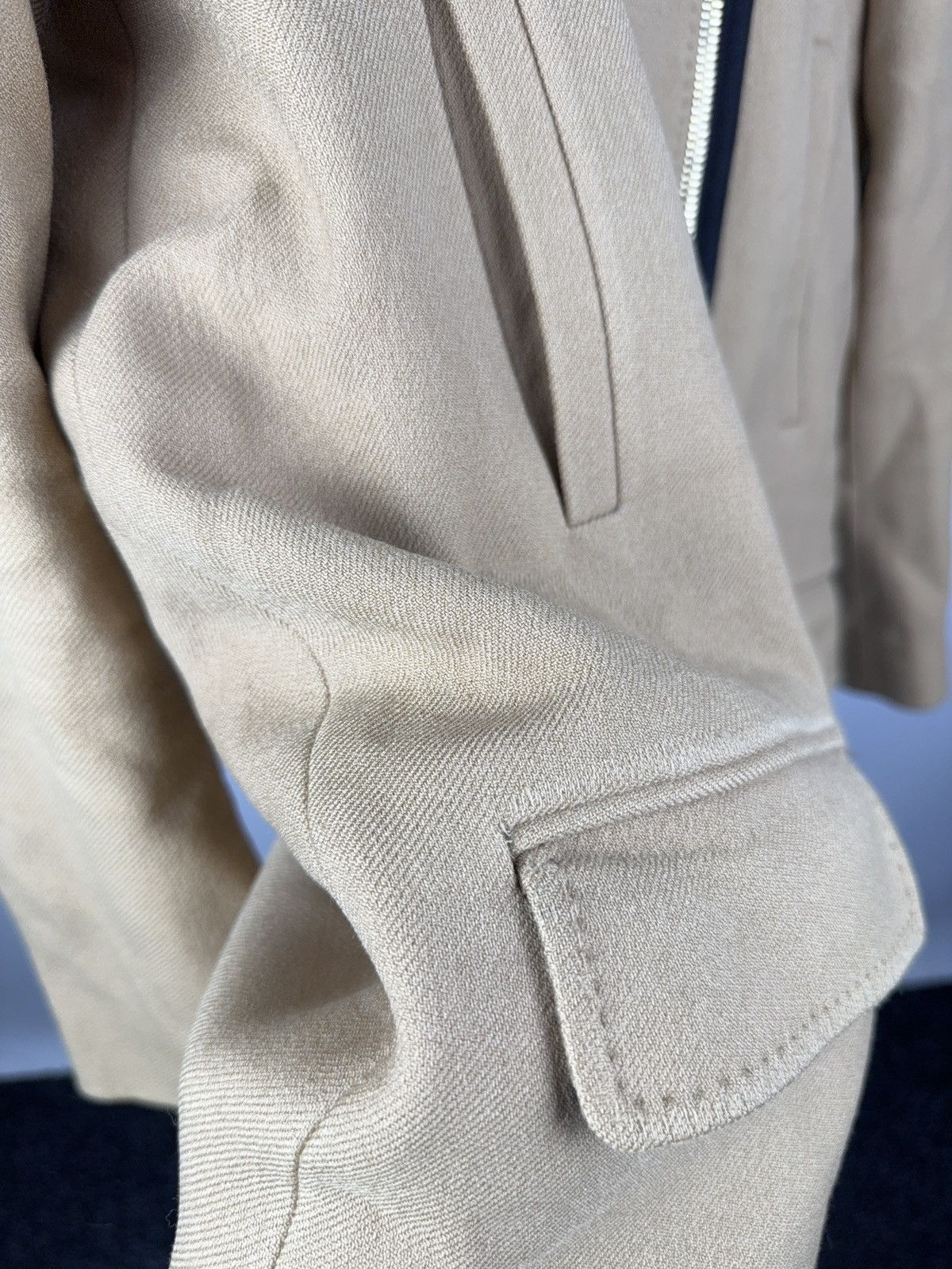 Sandro Luxury Sandro Paris Wool Hooded Coat Beige Asym Zip 38 S-M Size S / US 4 / IT 40 - 20 Thumbnail
