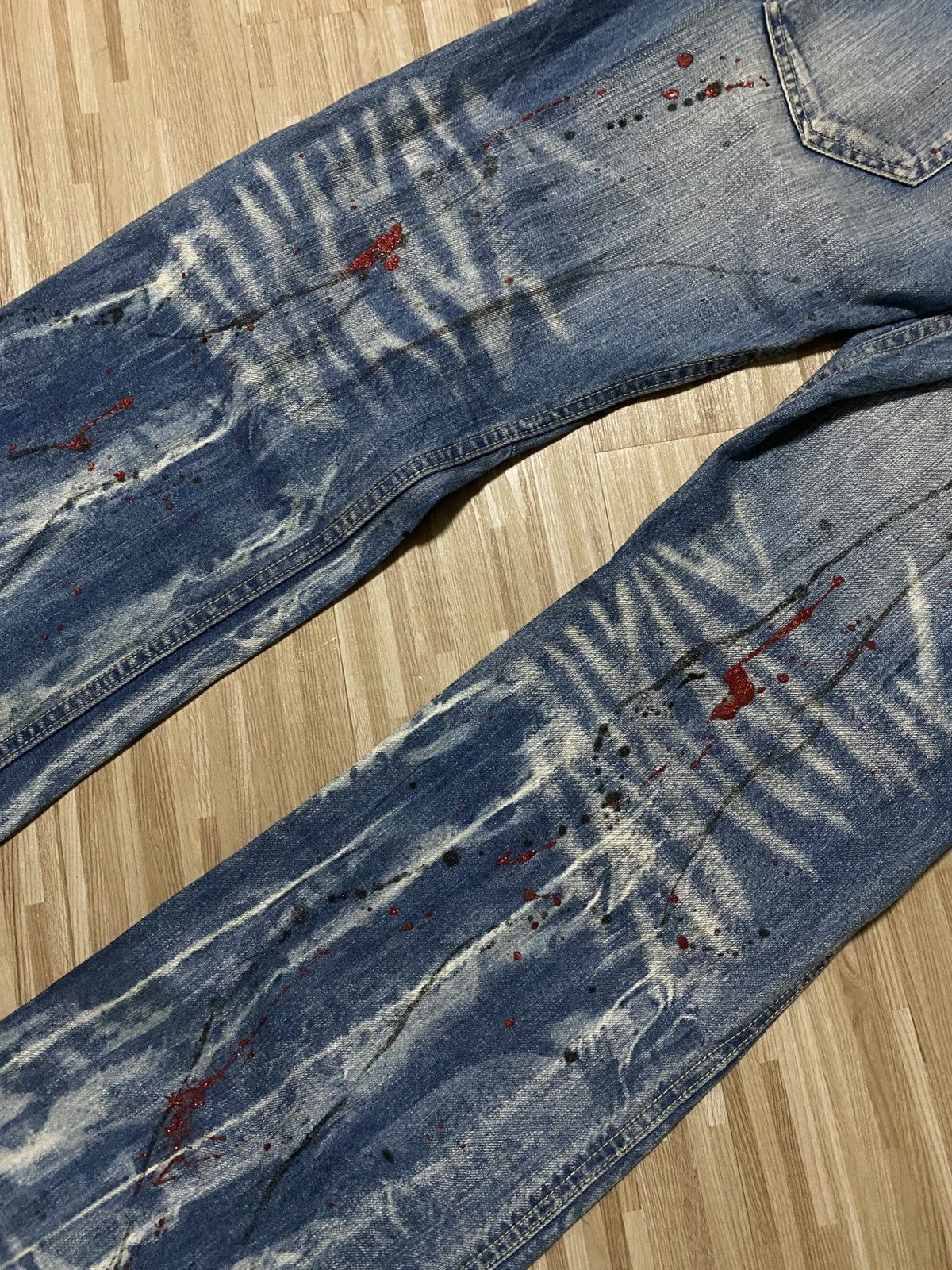 Japanese Brand 💥JEANS SPLATTER PAINT SPLASHES💥 Size US 32 / EU 48 - 17 Thumbnail