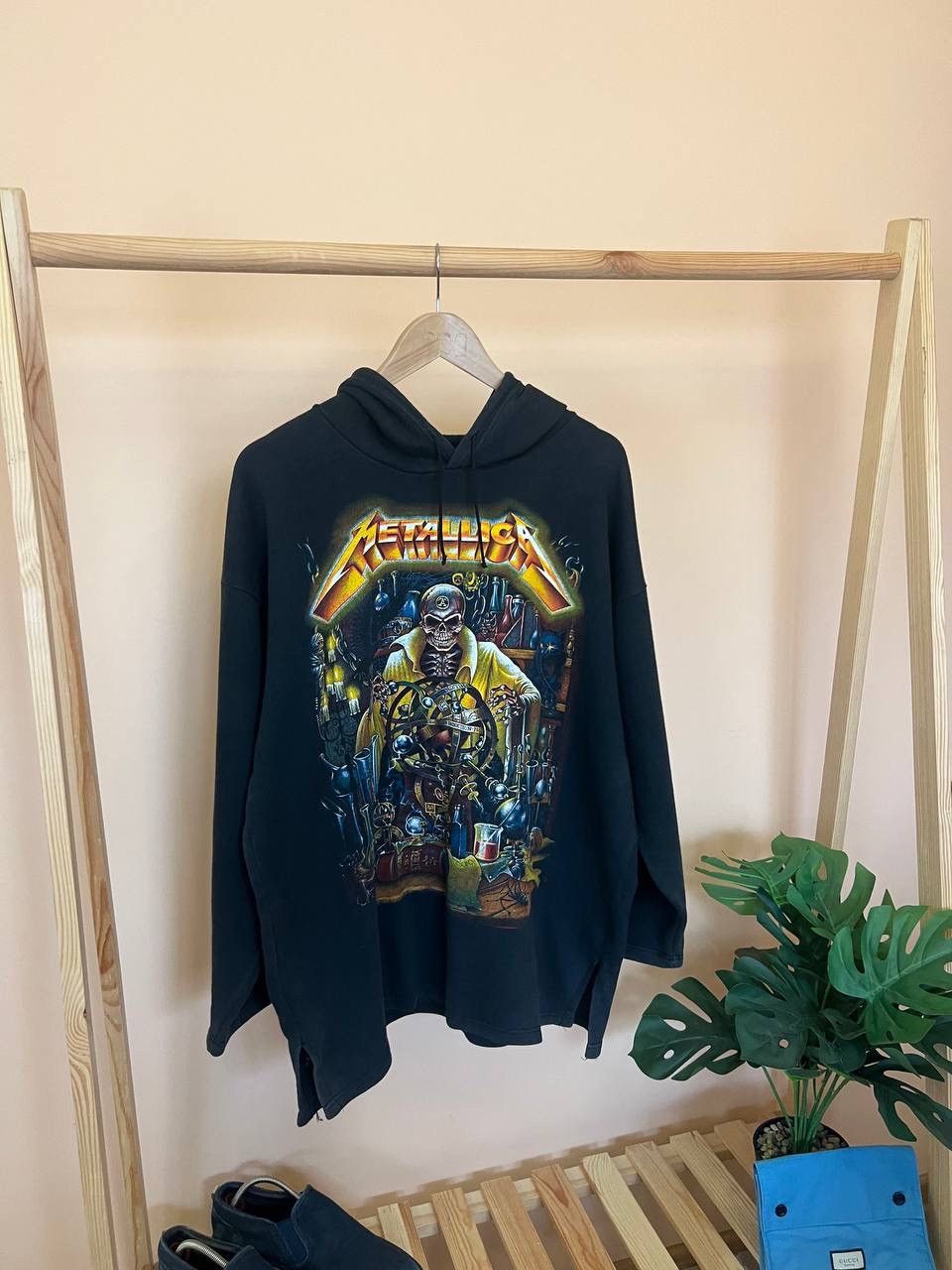 METALLICA Tie-Dye Pattern Band Pullover Hoodie, Men's Size M unclear Charcoal Vintage Second Hand