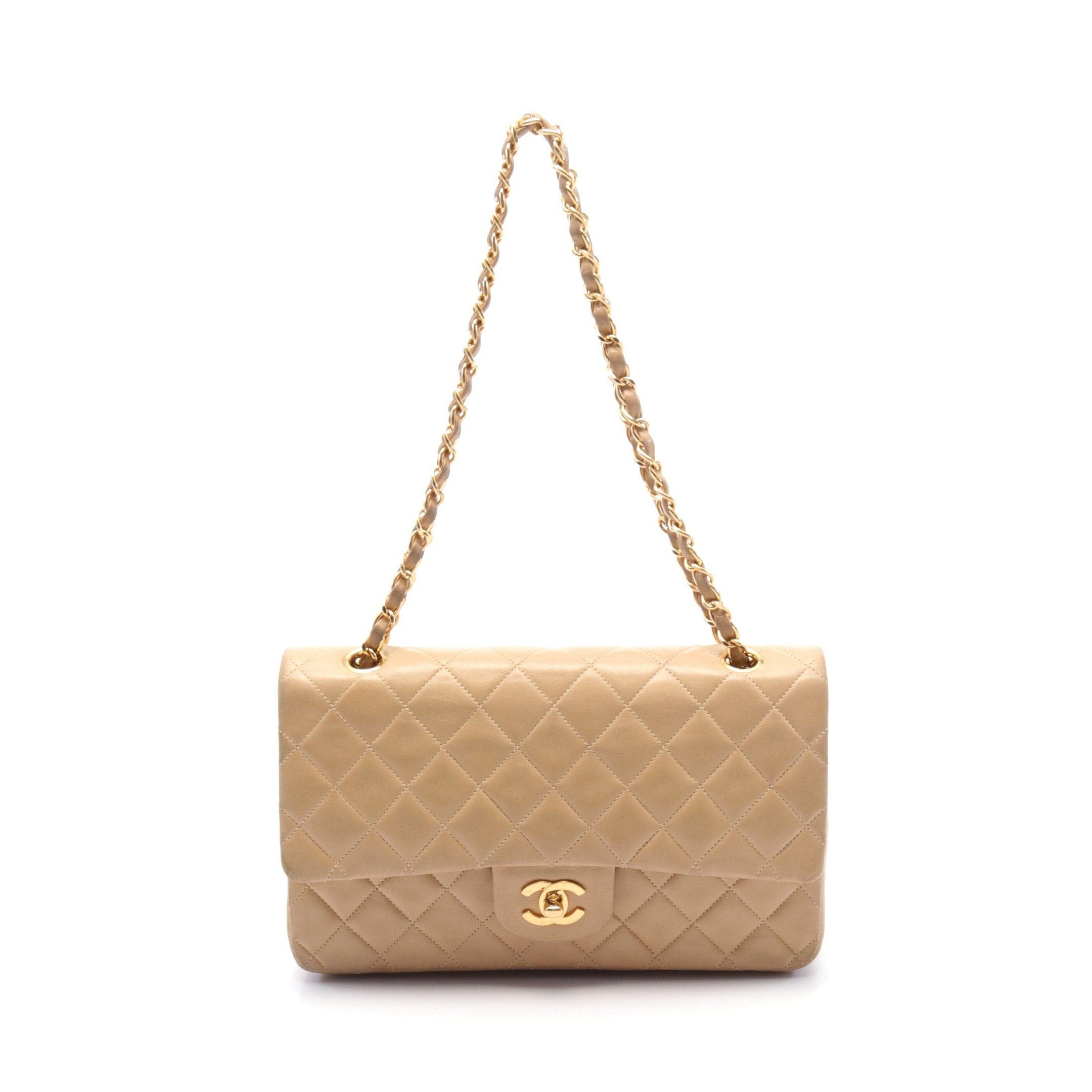 Chanel Chanel Matelasse Double Flap Chain Shoulder Bag Leather Beige Gold Hardware Size ONE SIZE - 1 Thumbnail