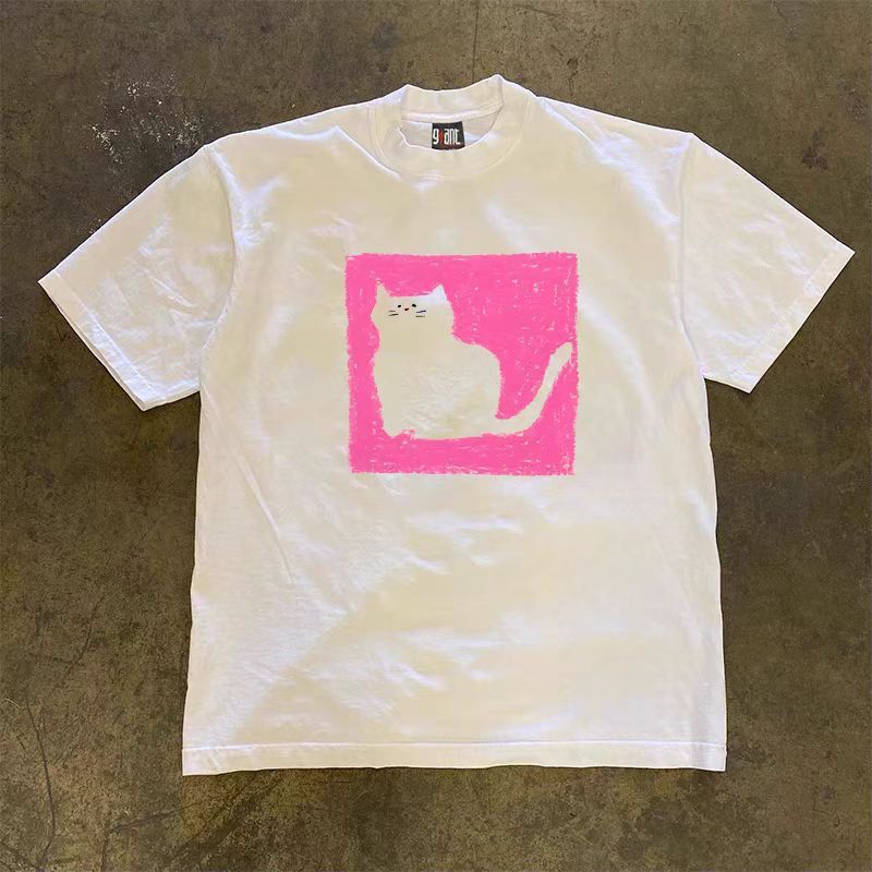 Japanese Brand × Vintage Street washed retro cute cat print t-shirt Size US M / EU 48-50 / 2 - 1 Thumbnail