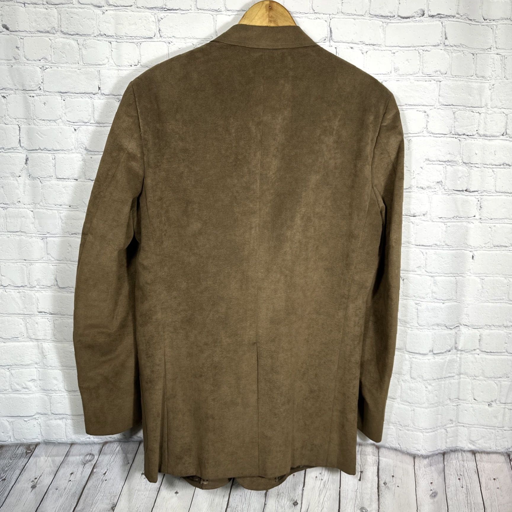 Vintage VINTAGE Brookstreet Suede Blazer Jacket Notch Lapel 80s Brown 42 Mens Blazer Suede Three-Button Front Two-Button Front Vintage 80s Suit Jacket Size 42R - 4 Thumbnail