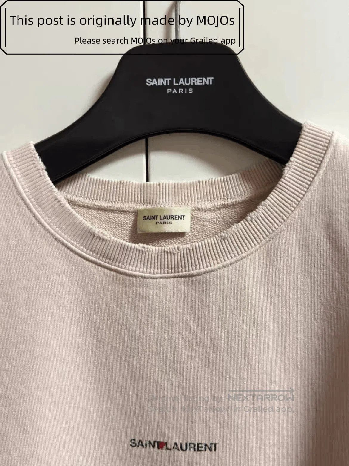 Saint Laurent Paris Saint Laurent Paris Front Logo Light Pink Sweatshirt mojos1 Size US XXL / EU 58 / 5 - 2 Thumbnail