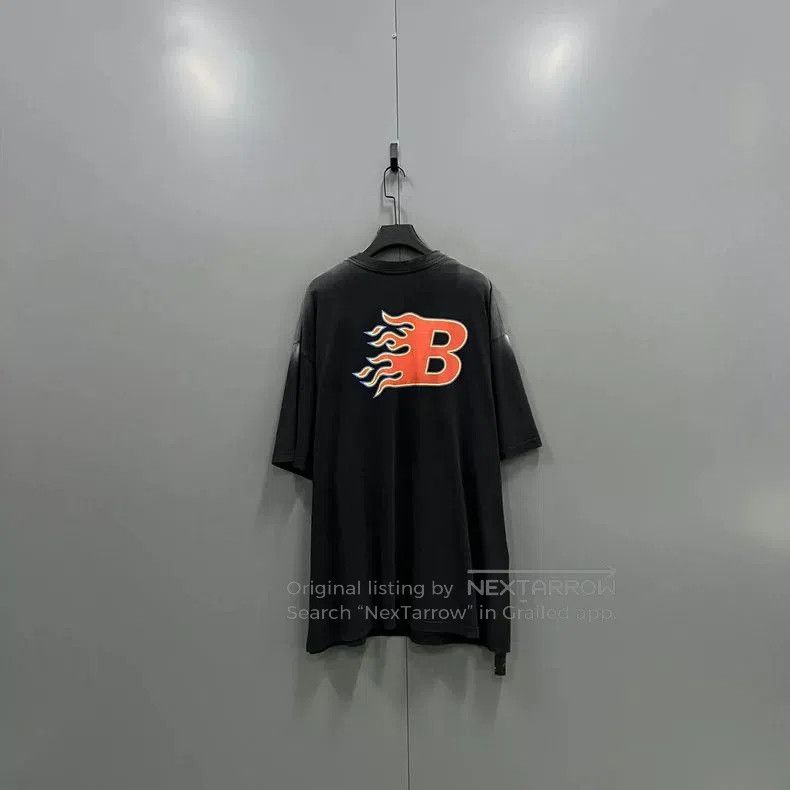 Balenciaga Balenciaga Flame Letter Distressed Print Tee. Size US L / EU 52-54 / 3 - 2 Thumbnail