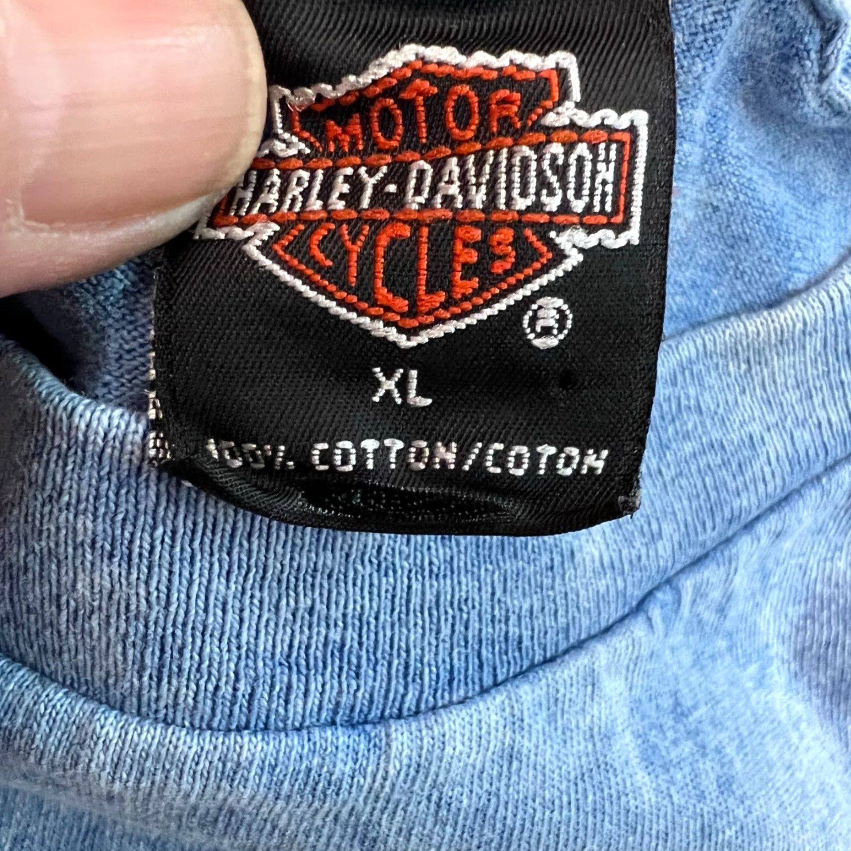 Harley Davidson VINTAGE Harley-Davidson Mens Blue Tee XL T-Shirt Graphic Pocket Logo Crew Neck Short Sleeve Size US XL / EU 56 / 4 - 6 Thumbnail