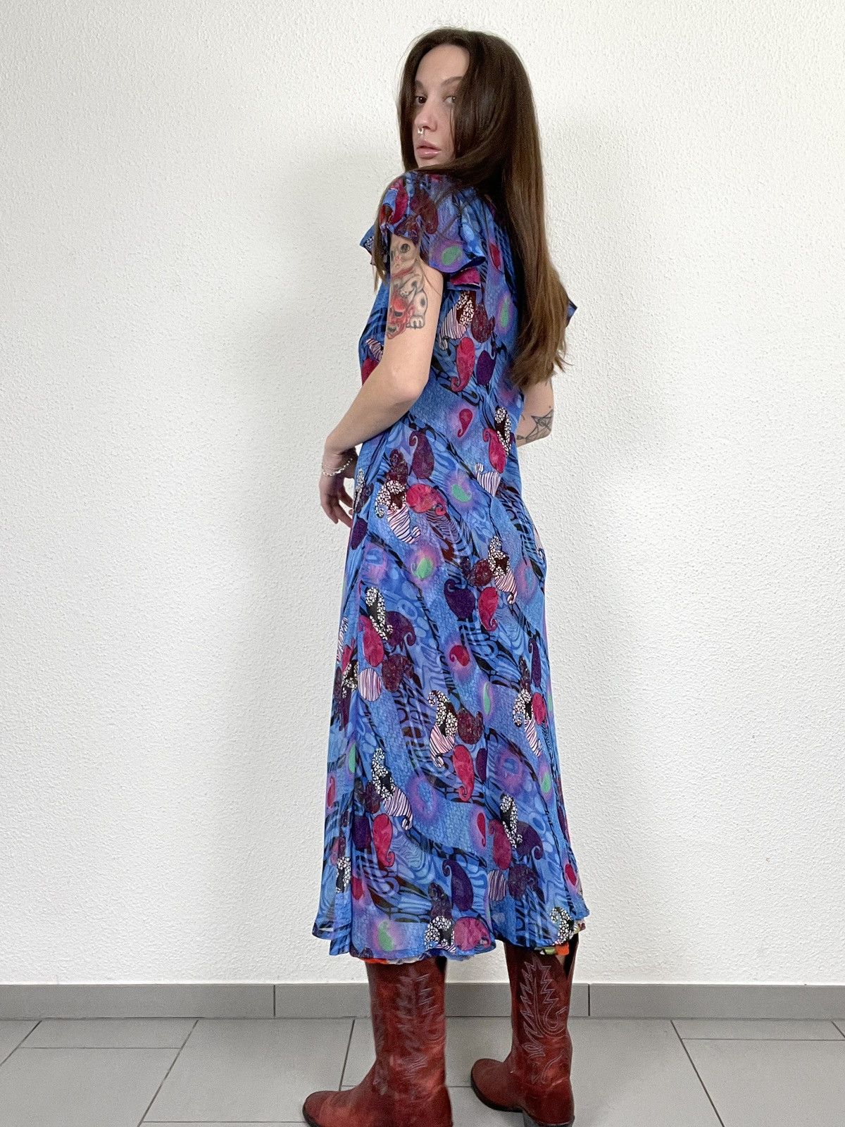Vintage Vintage Y2K Two-Tone Reversible Floral Dress Size M / US 6-8 / IT 42-44 - 10 Thumbnail