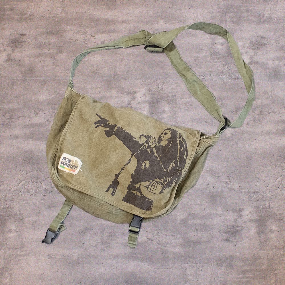 Bob Marley Y2K 2000’s Bob Marley Military Shoulder Olive Green Bag Size ONE SIZE - 1 Thumbnail