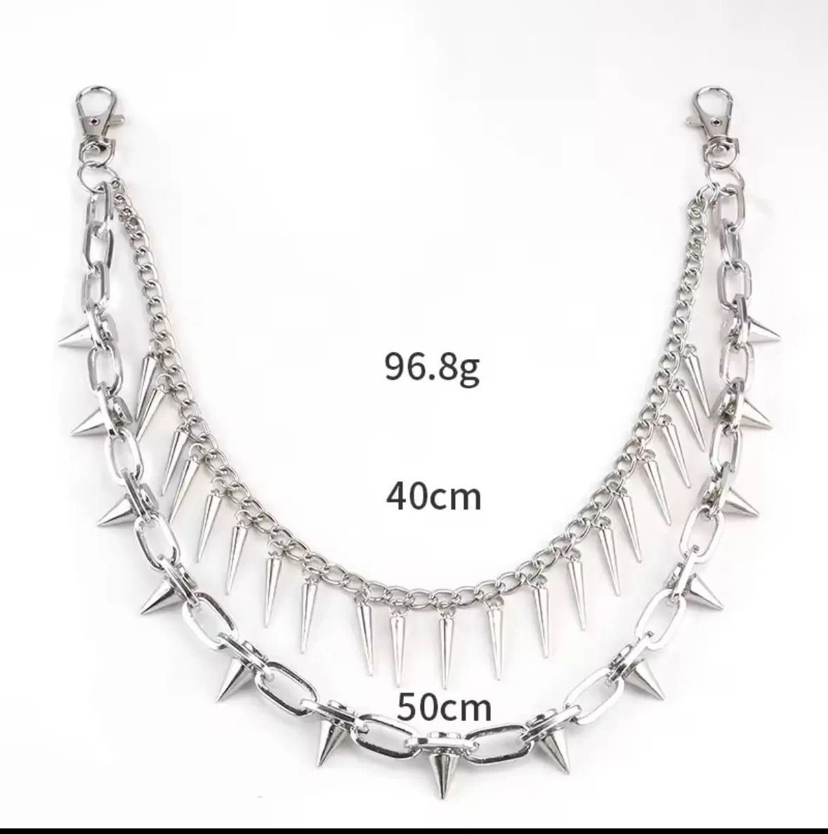 Other 2 Layers Punk Metal Pants Chain Wallet Belt Pointed Pendant Size ONE SIZE - 4 Thumbnail