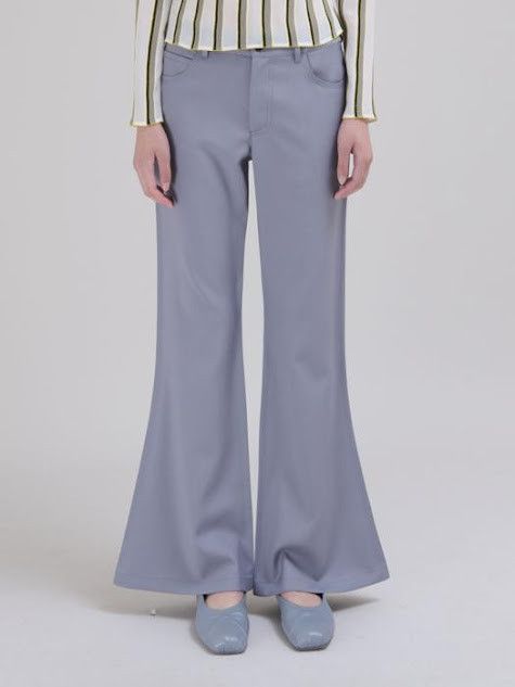 oc11z0525 Wool & Mohair Flared Trousers in Grey