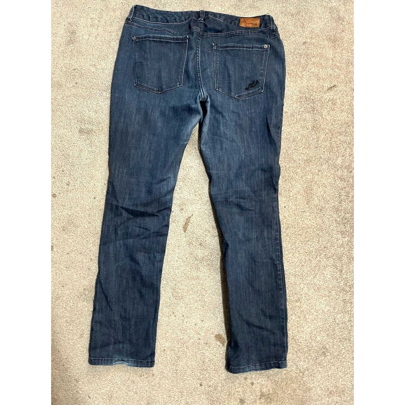 Express VINTAGE Express Jeans Zelda Slim Fit Ultra Low Rise Dark Wash Blue 10 Jeans Womens 5-Pocket Denim Button Zipper Logo Slimming Size 32" / US 10 / IT 46 - 2 Thumbnail
