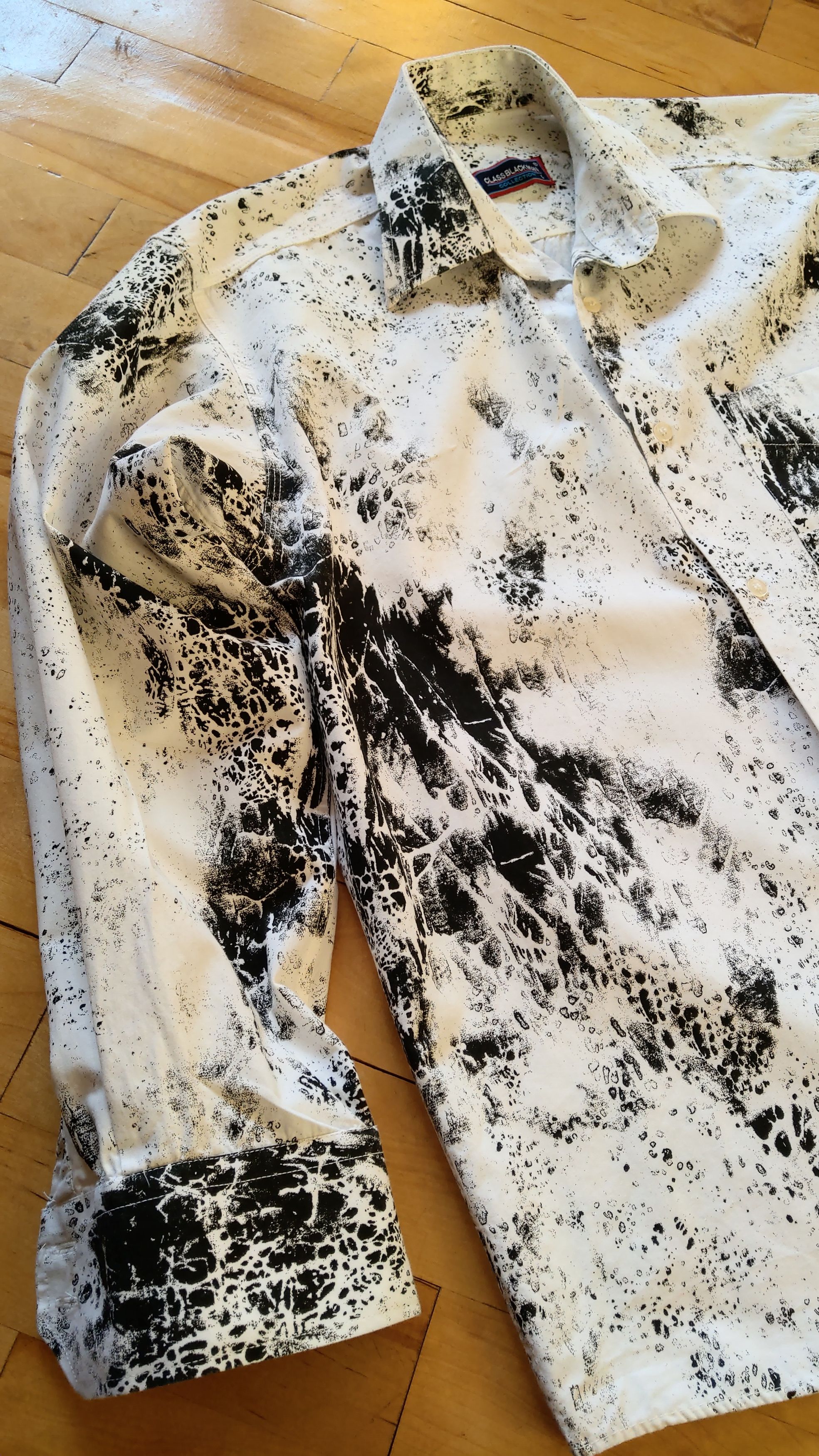 Vintage Asymmetric Drawing Shirt Overprint Goth Noir Button Up L Size US L / EU 52-54 / 3 - 11 Thumbnail