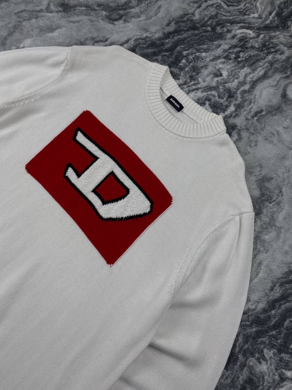 Diesel Diesel Knit Sweater Big Logo Men Size L White Size US L / EU 52-54 / 3 - 2 Thumbnail