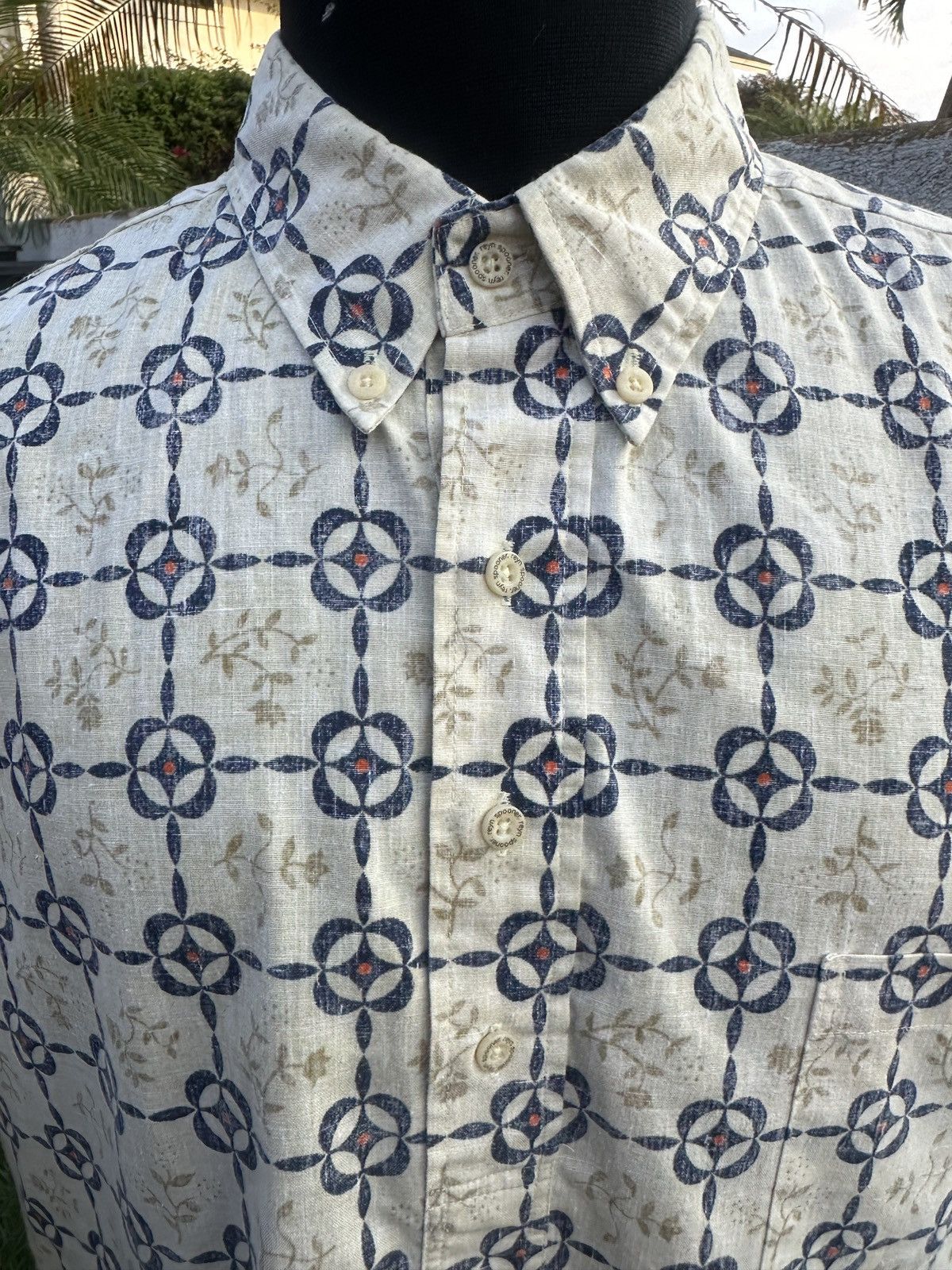 Reyn Spooner Reyn Spooner Beige/Blue Hawaiian Print 3/4 Button Men's XL Size US XL / EU 56 / 4 - 3 Thumbnail