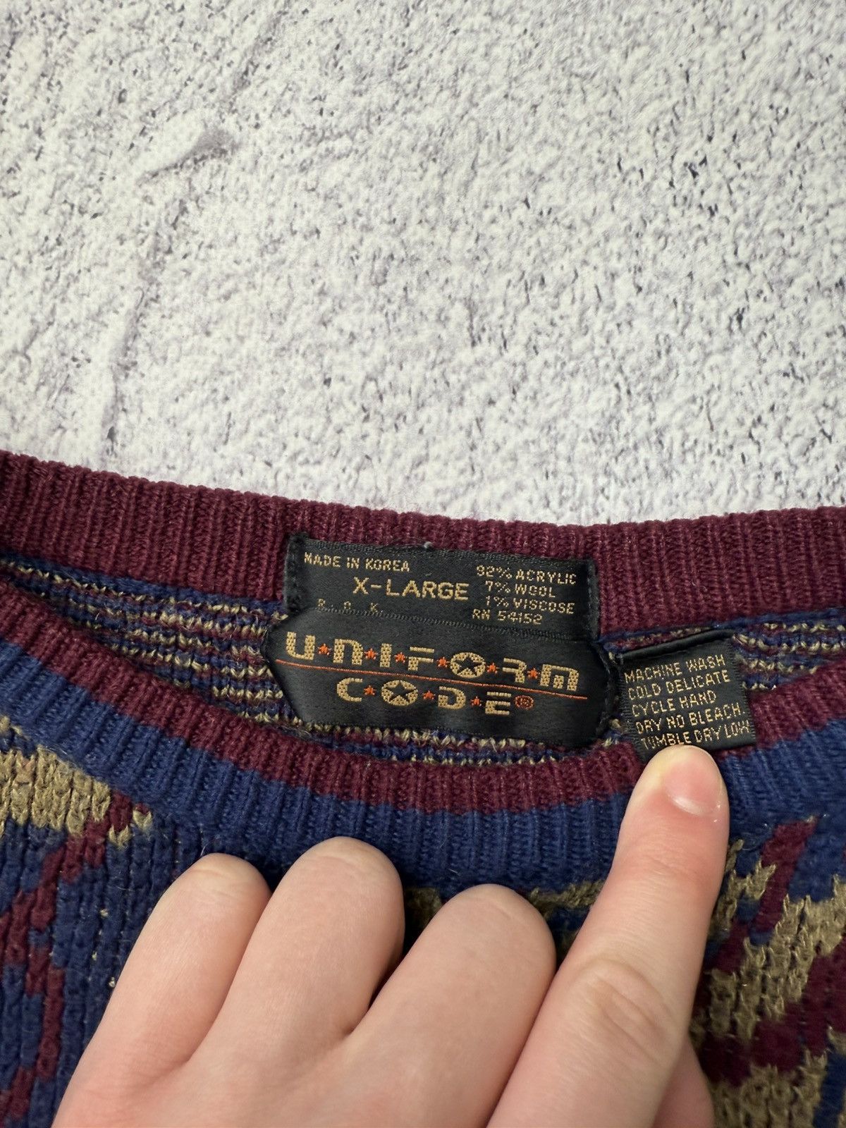 Japanese Brand VINTAGE Uniform Code Mens Crew Neck Geometric Sweater Y2K Size US L / EU 52-54 / 3 - 15 Thumbnail