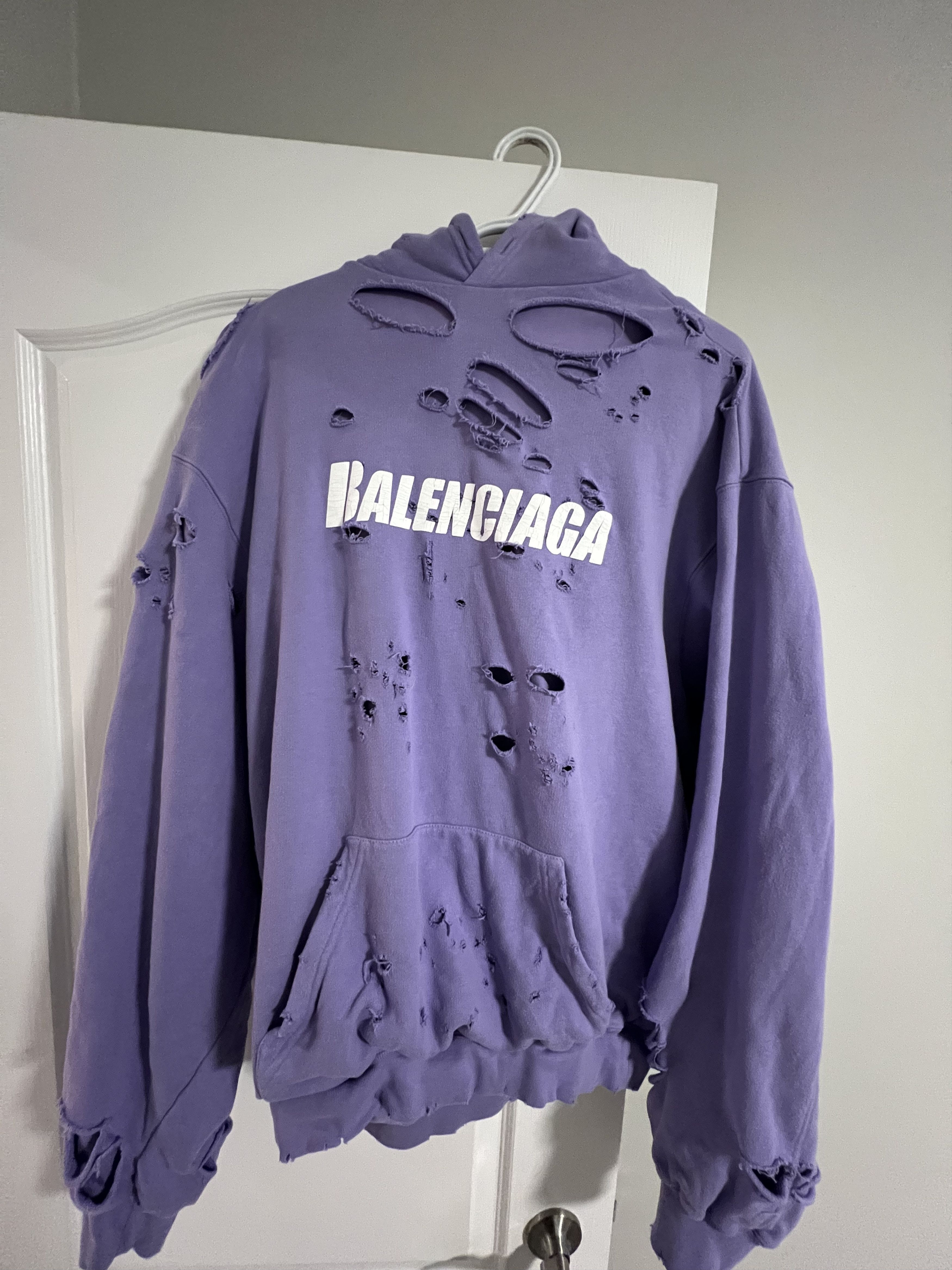 Balenciaga Caps Destroyed Oversized Hoodie | Grailed