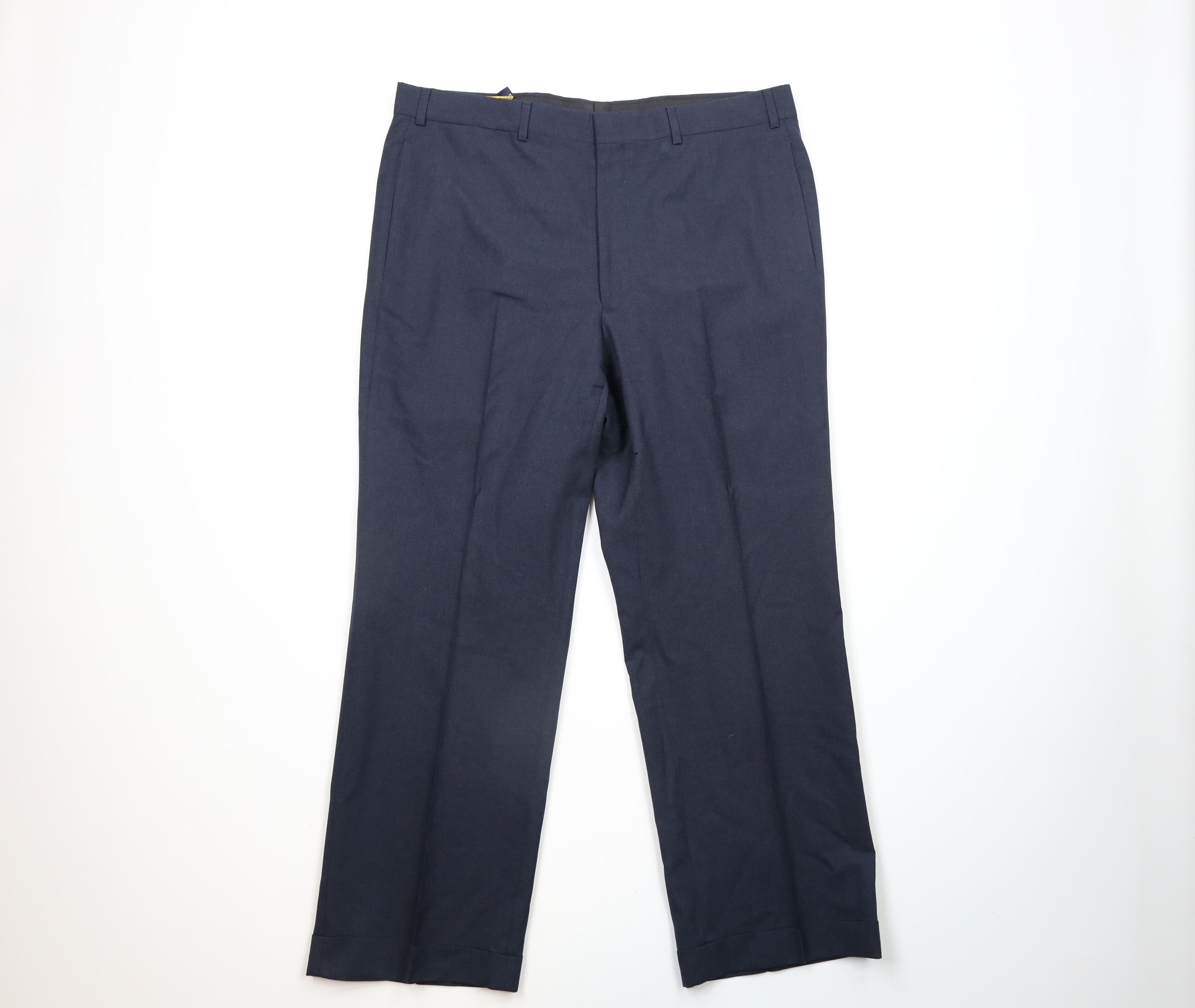 Brooks Brothers × Vintage Vintage 90s Brooks Brothers Cuffed Wool Chino Pants Blue USA Size US 38 / EU 54 - 1 Thumbnail