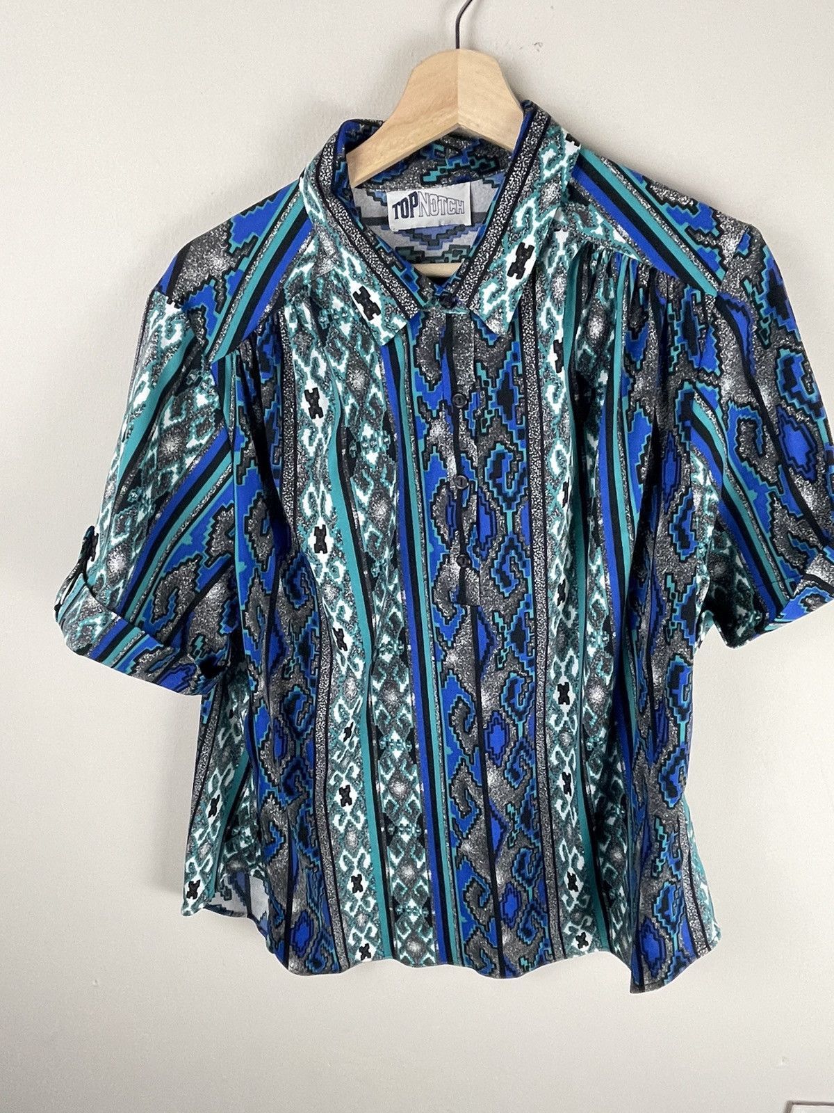 Vintage Vintage Aqua Scale 8bit Western Shirt Size US XL / EU 56 / 4 - 1 Thumbnail