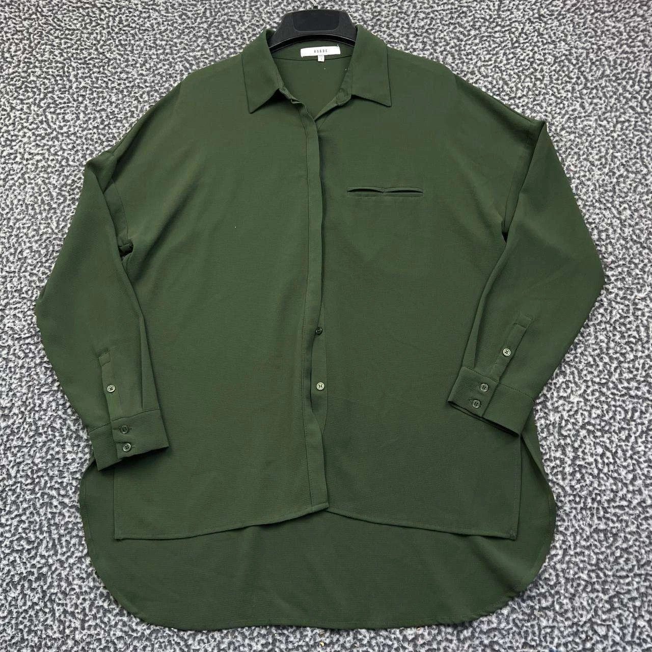 Other Ro & De Button Up Shirt Women Green Long Back Collared S Size S / US 4 / IT 40 - 1 Thumbnail