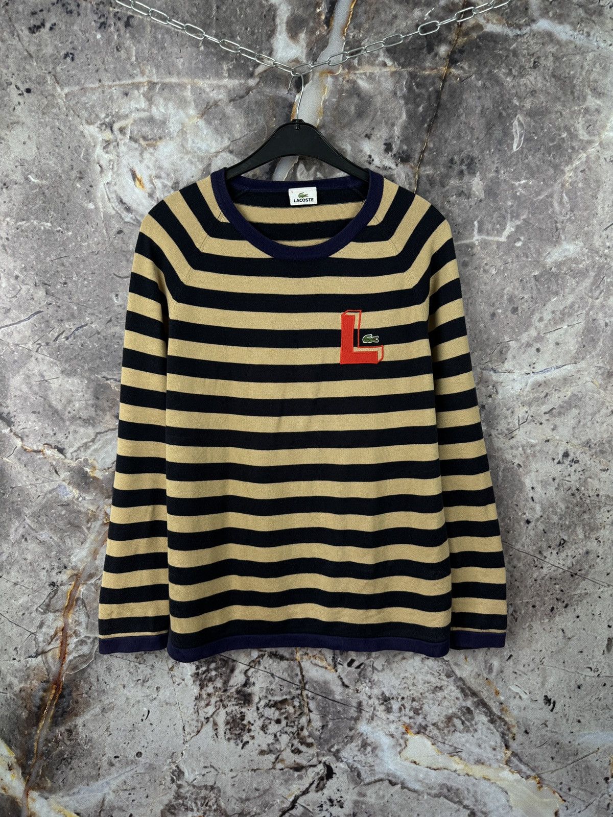 Men’s Lacoste Sweatshirt Stripes Pullover Size 5 ( Large )