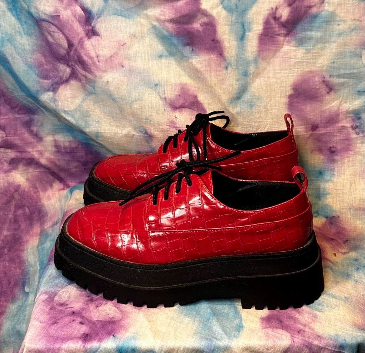 Other faux red leather alligator oxfords Size US 9.5 / IT 39.5 - 1 Thumbnail