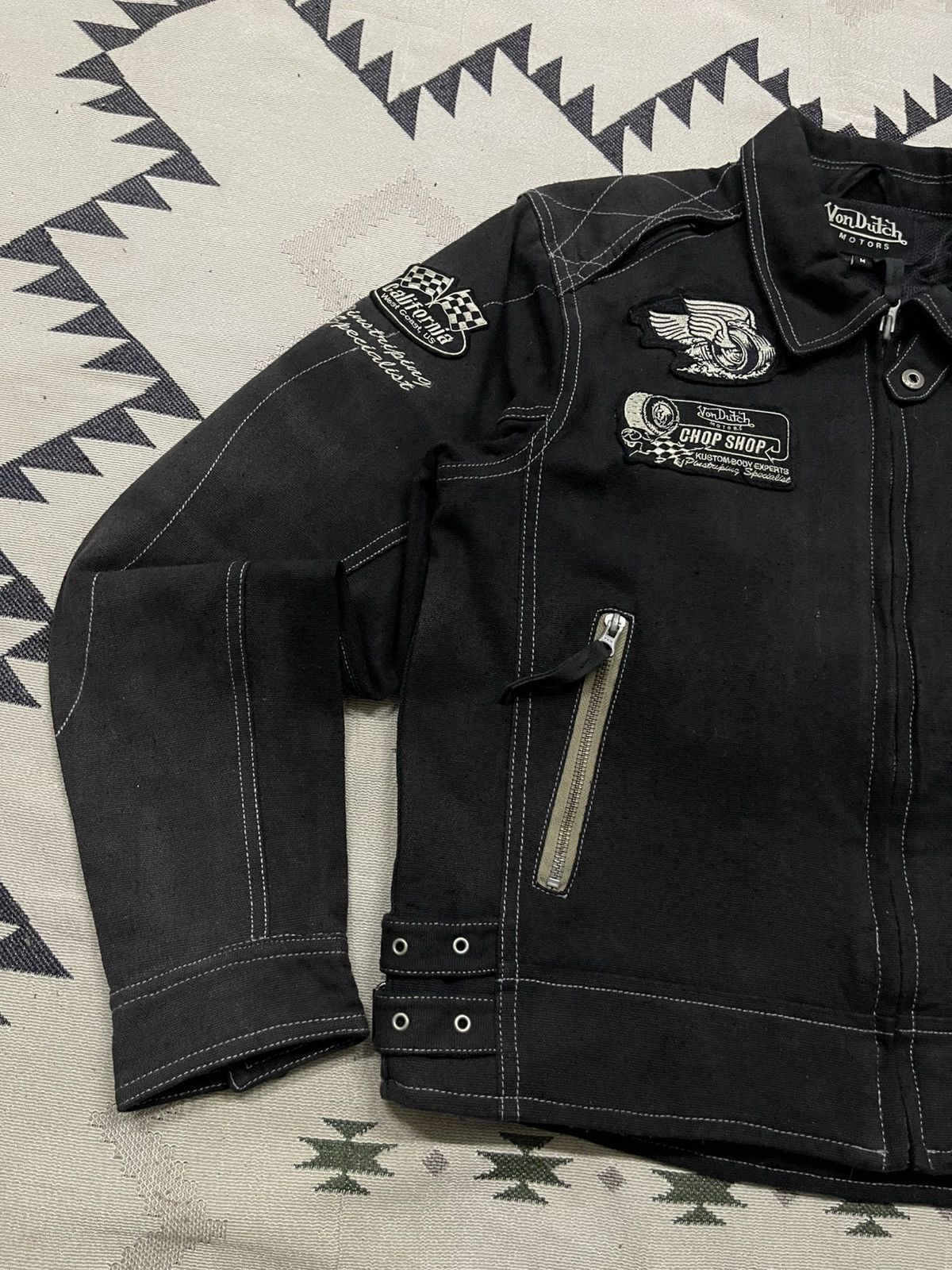 Von Dutch 2000s VON DUTCH MOTORS COTTON BIKER JACKETFADED JACKET Size US M / EU 48-50 / 2 - 4 Thumbnail