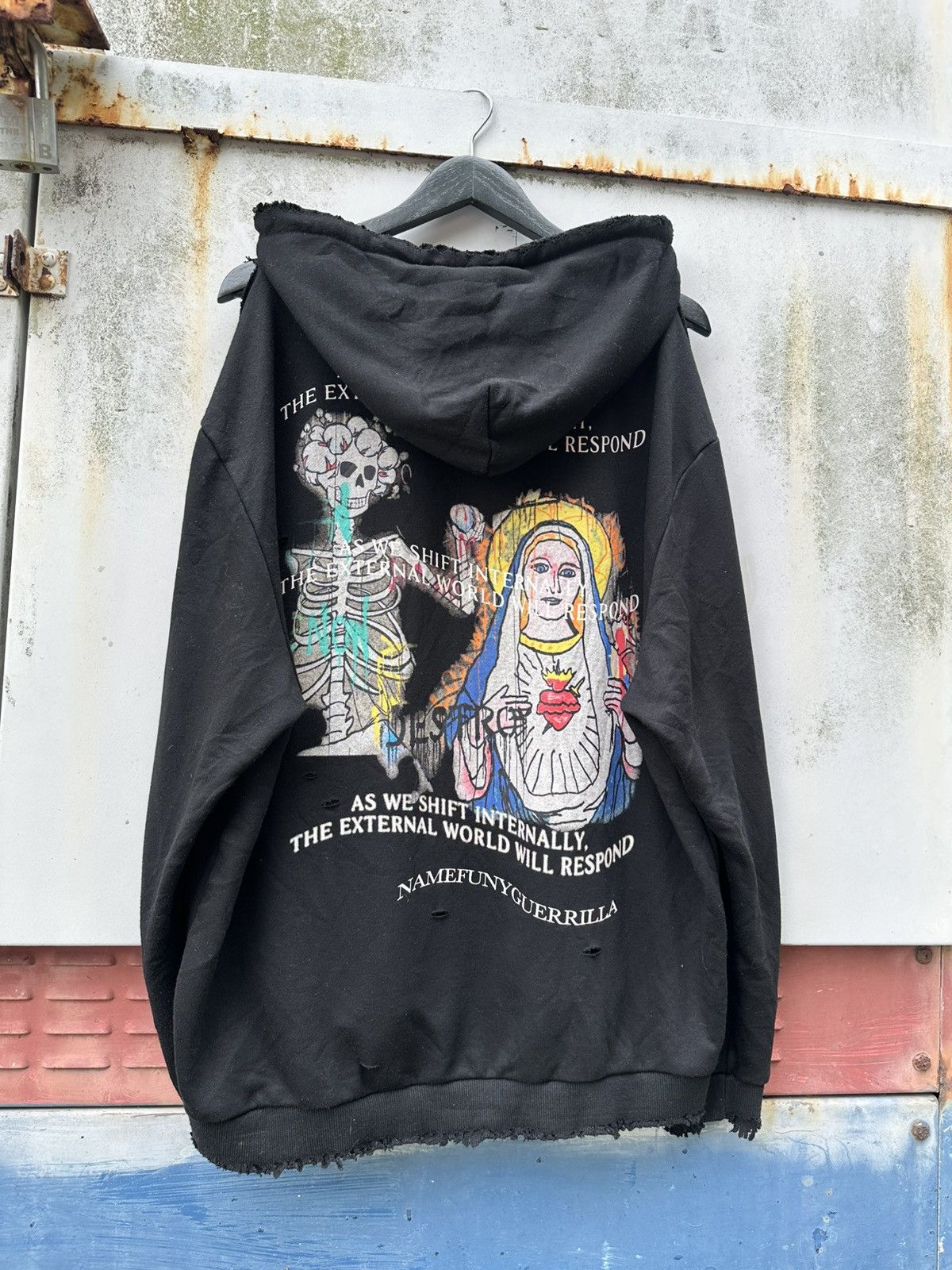 Vintage 👹THRASHED Namefunyguerilla Nun Tees Hoodie Size US L / EU 52-54 / 3 - 8 Thumbnail