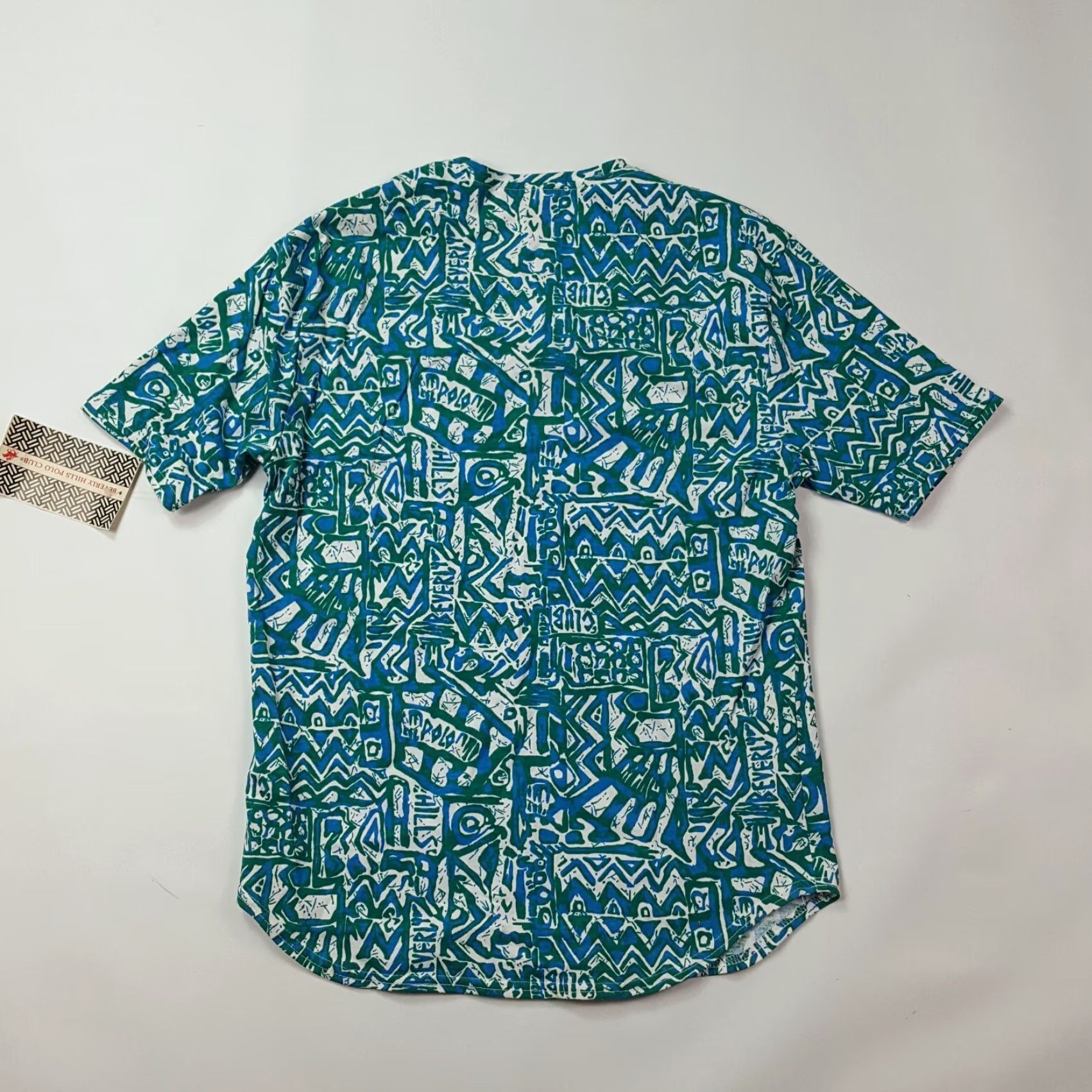 Beverly Hills Polo Club VTG 90s Aztec Teal Womens Medium Henley T Shirt Top Camp Tribal Beach Small Details: New with Tags Size M / US 6-8 / IT 42-44 - 6 Thumbnail