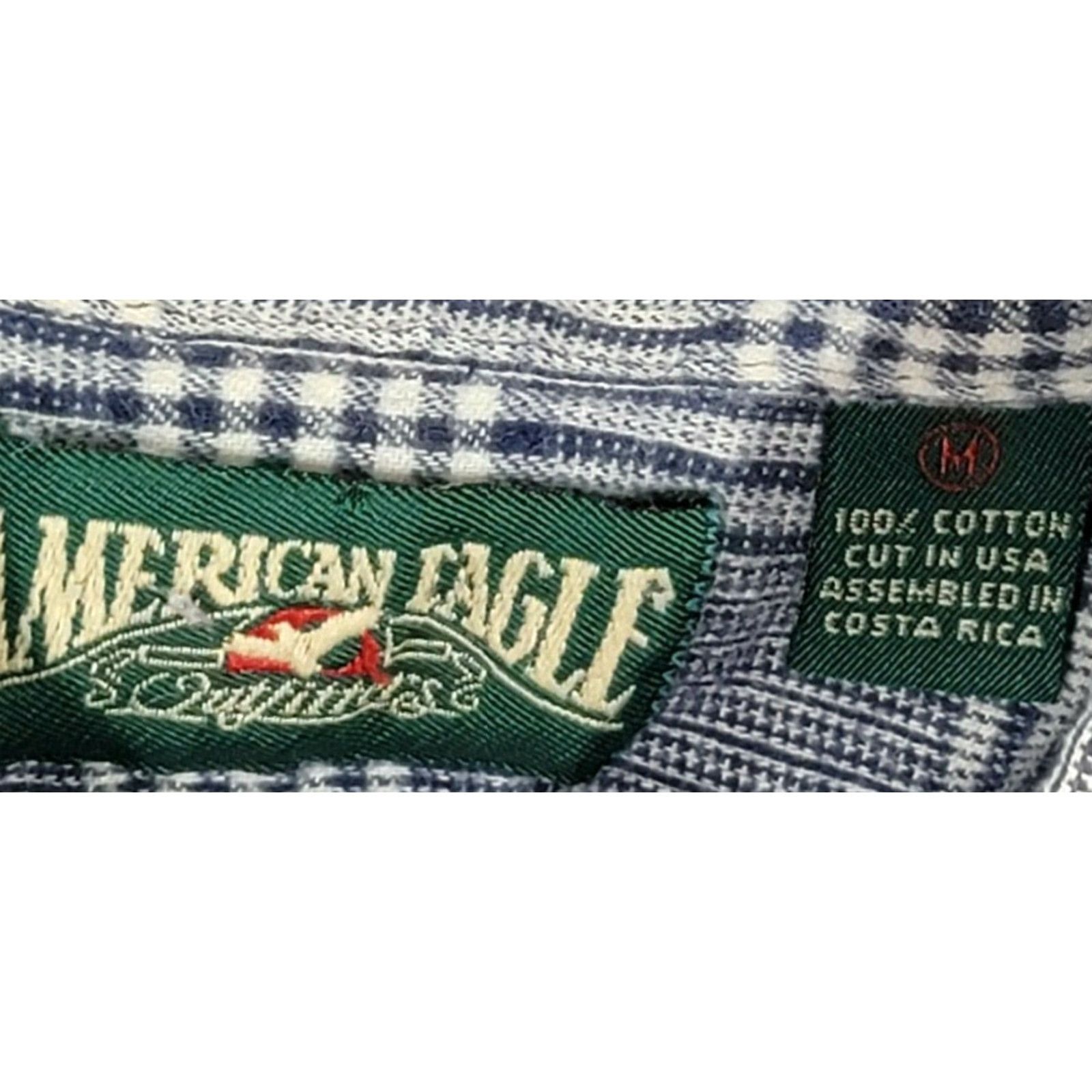 American Eagle Outfitters Vtg 80s American Eagle Outfitters Mens Flannel Blue Plaid Button Up Shirt M USA Size US M / EU 48-50 / 2 - 4 Thumbnail