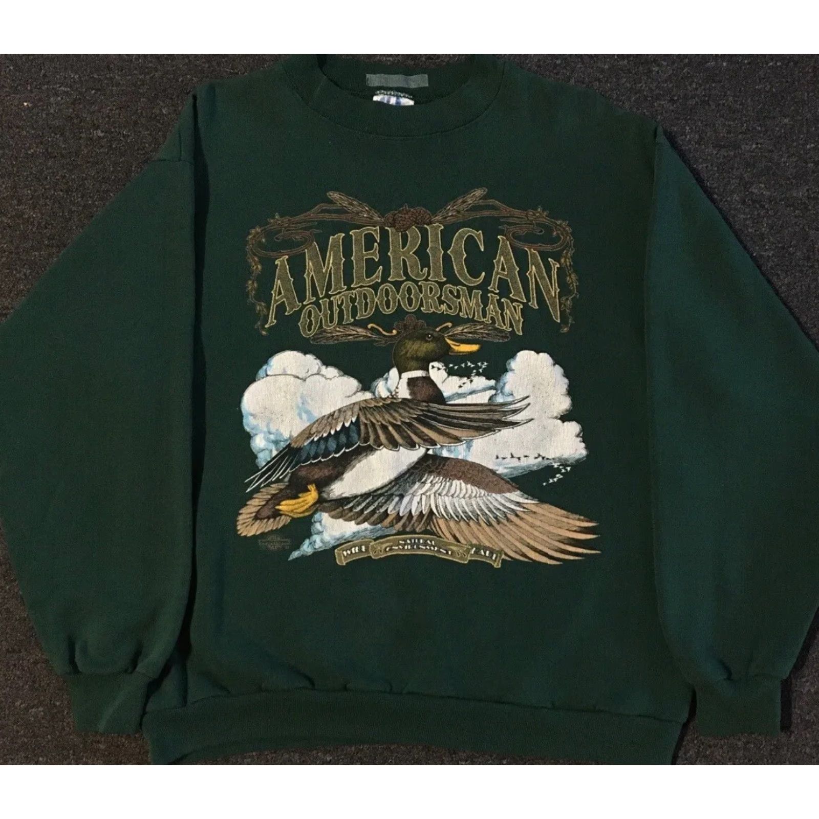 Vintage Vtg 90s American Outdoorsman Duck Faded Sweatshirt S USA Nature Animal Grunge Shirt Mens Green USA 90s Vintage Duck Art Faded Sweatshirt Sunglasses? Size US S / EU 44-46 / 1 - 2 Thumbnail