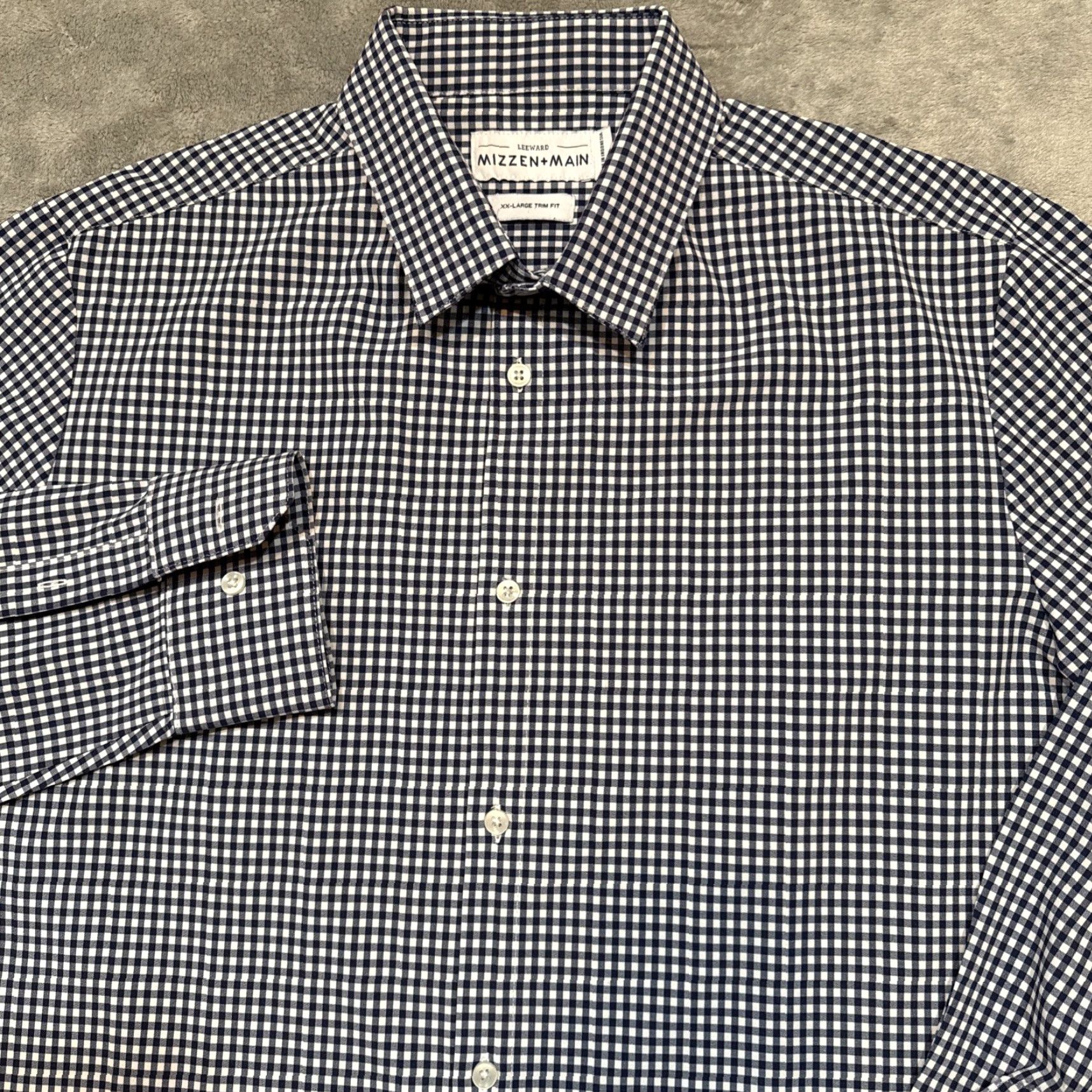 Mizzen+Main Mizzen+Main Button-Up Shirt Men 2XL Blue Check Leeward Trim Fit Stretch Gingham Size US XXL / EU 58 / 5 - 2 Thumbnail