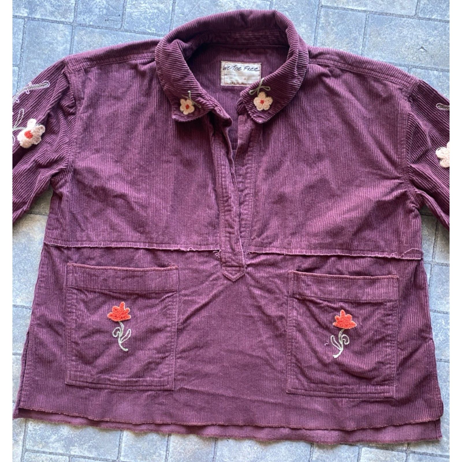 Vintage We The Free Jacket Women’s Small Winter Bloom Corduroy Floral Red Size S / US 4 / IT 40 - 2 Thumbnail